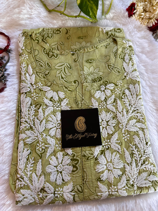 Mulmul Printed Kurti- Green 2