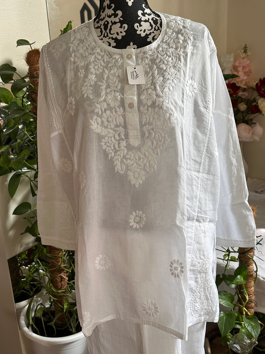 White - Short Cotton Kurti - Style E