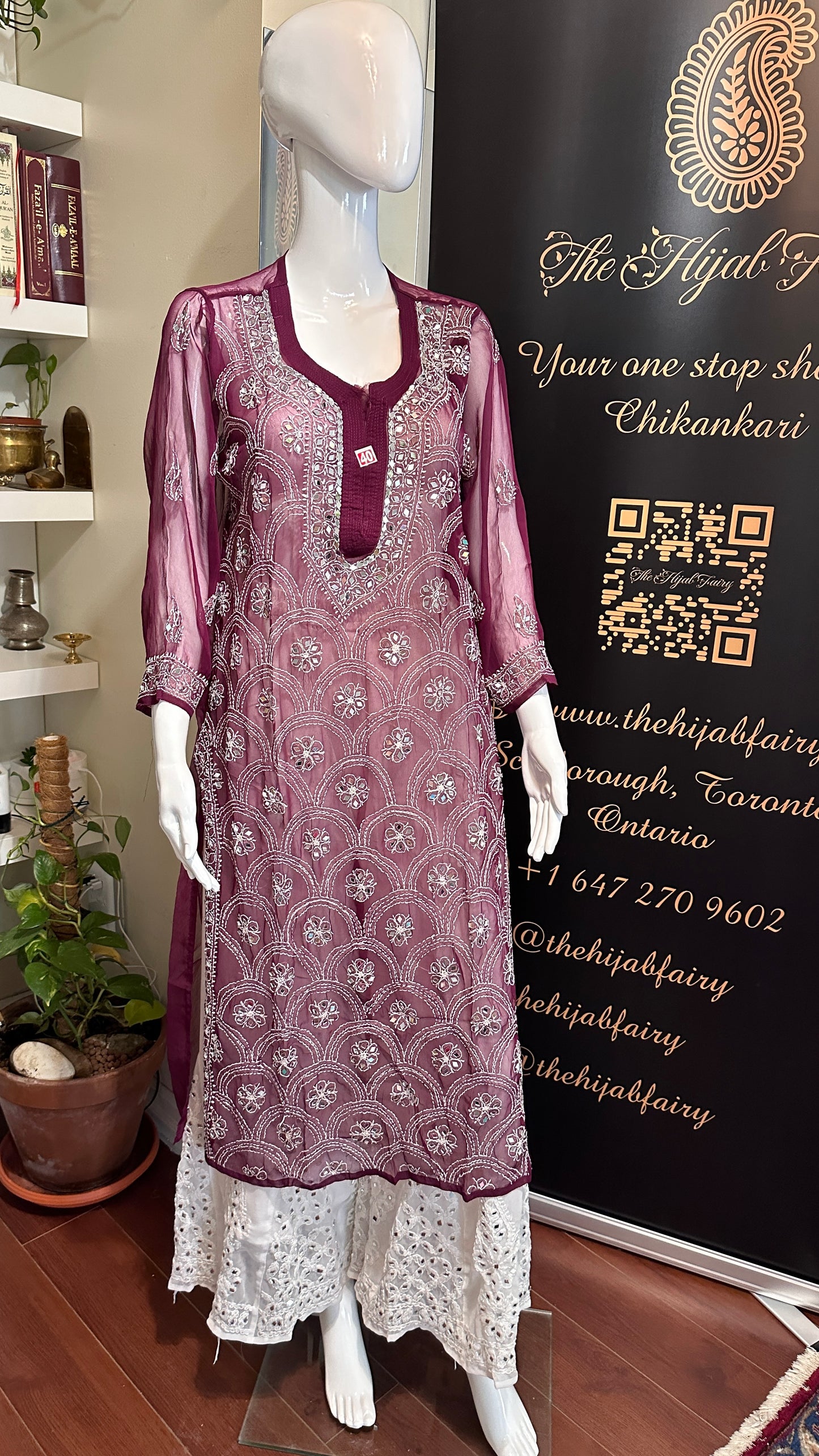 Wine - Georgette Mirror Kurta