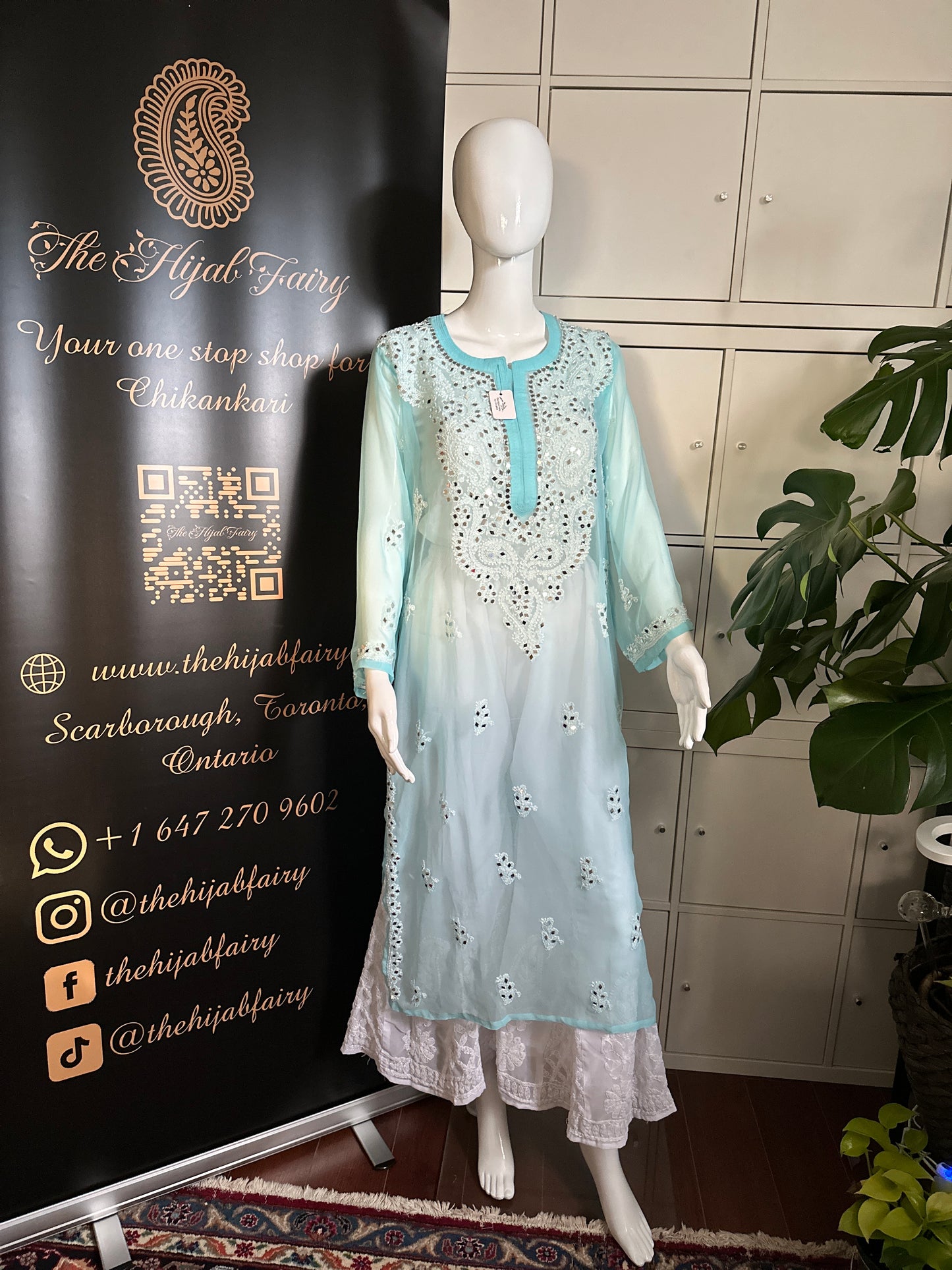 Light Blue - Georgette Mirror Kurta