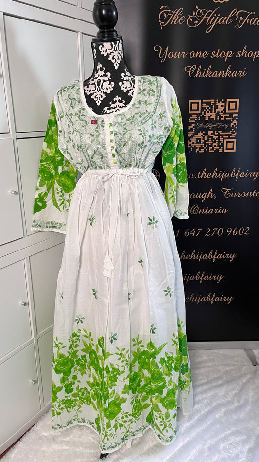 Robe en coton Chanderi (Vert)