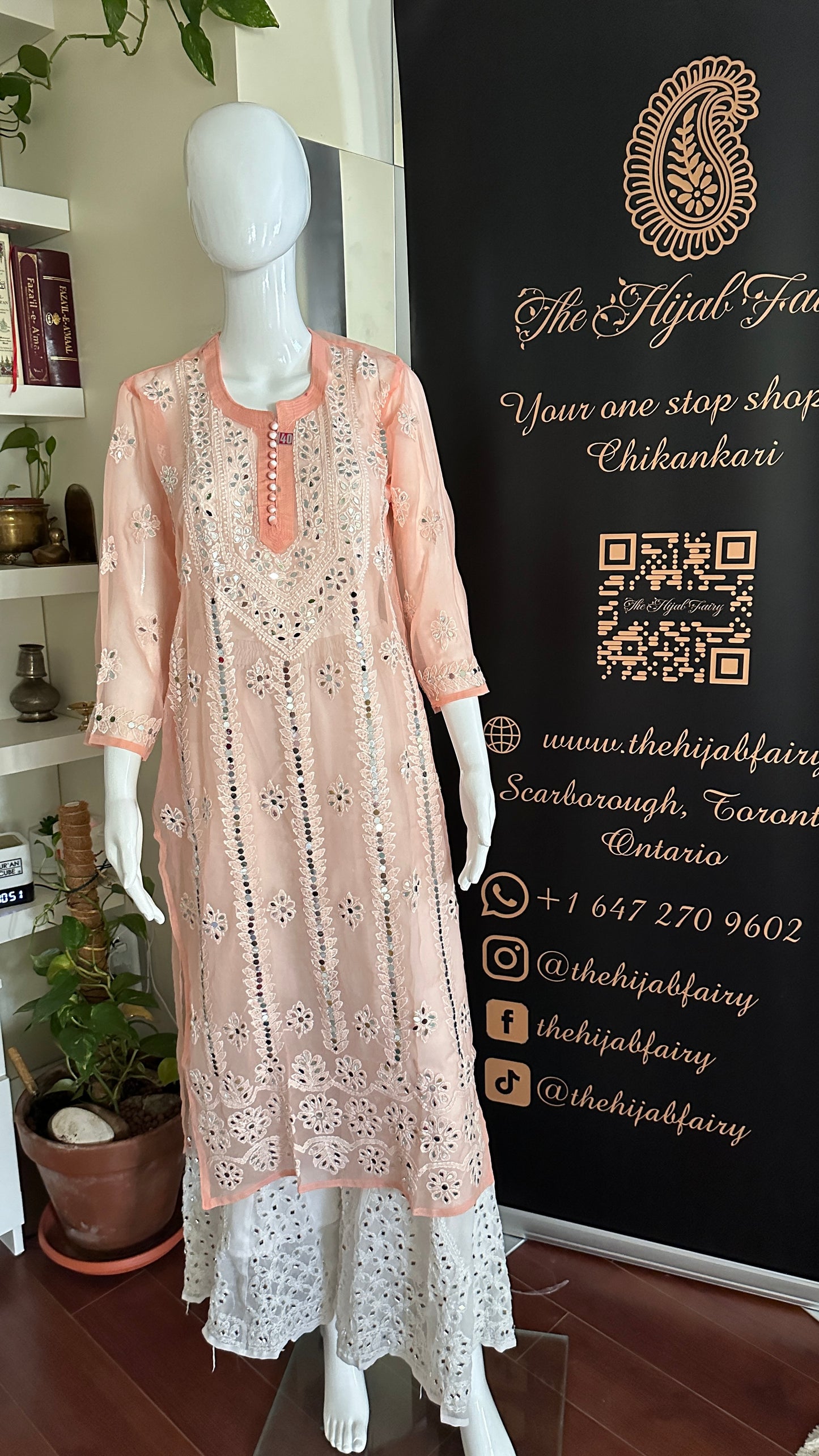 Peach - Georgette Mirror Kurta