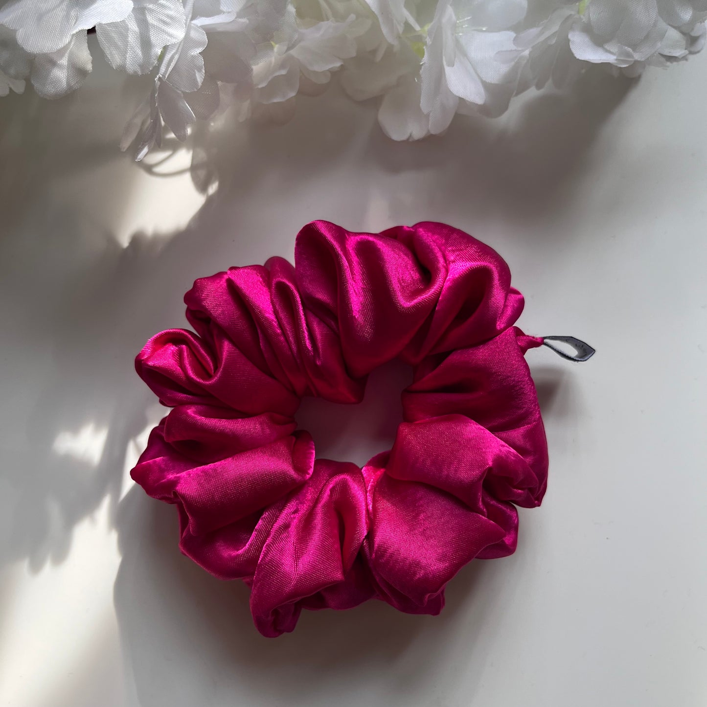 Hot Pink Satin Scrunchie