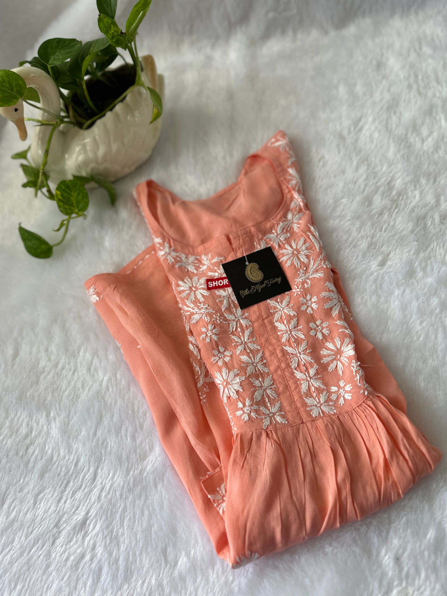 Peach - Short Modal Chikankari Frock