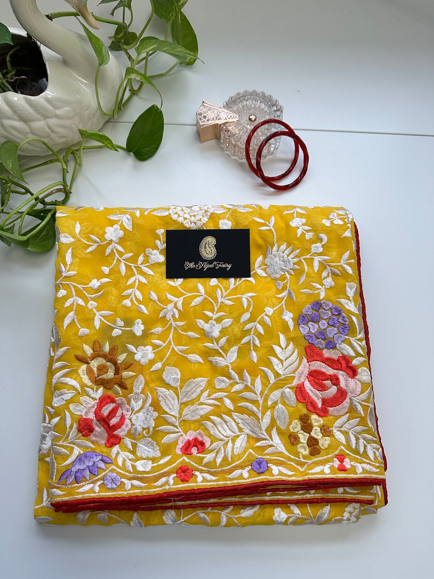 Parsi Gara Premium Dupatta - Yellow