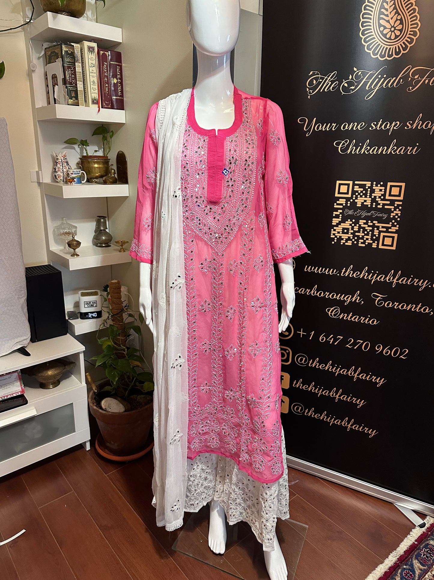 Hot Pink - Georgette Mirror Kurta