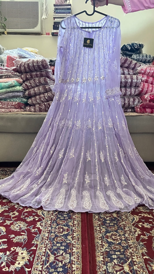 Lavender - Georgette Gota Work Anarkali - 56 Kali