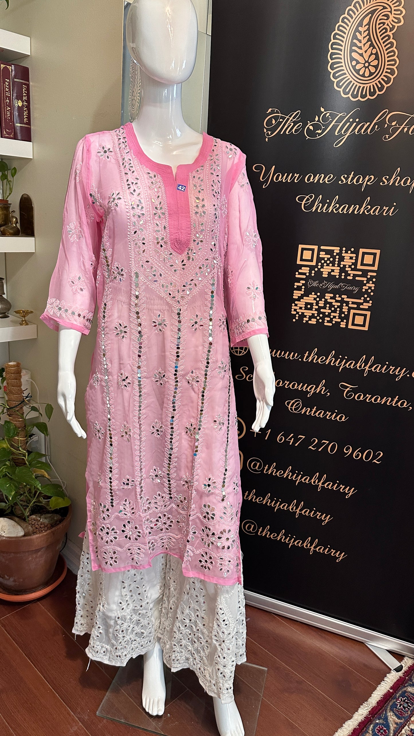 Pink - Georgette Mirror Kurta