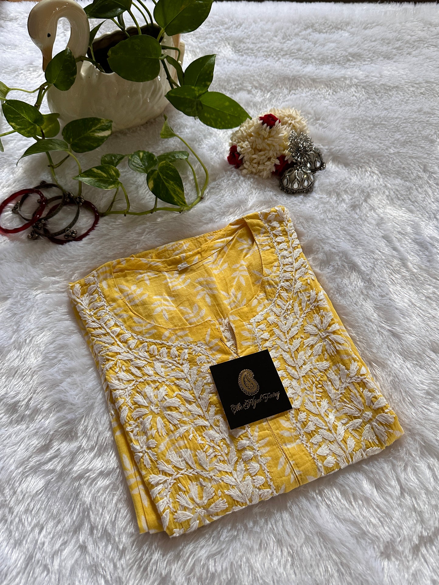 Mulmul Printed Kurti- Yellow 1