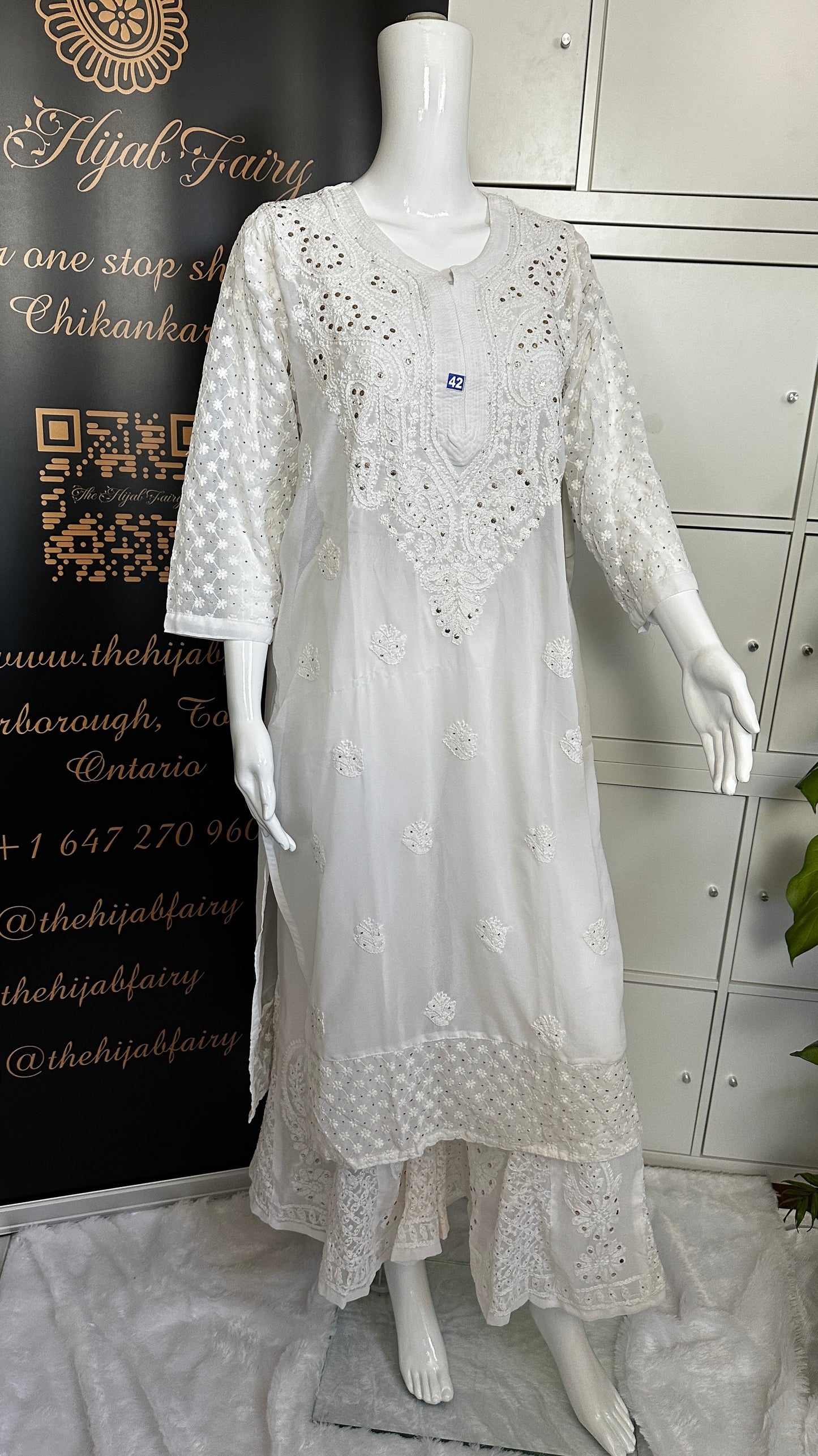 White - Mukaish Georgette Premium Kurta