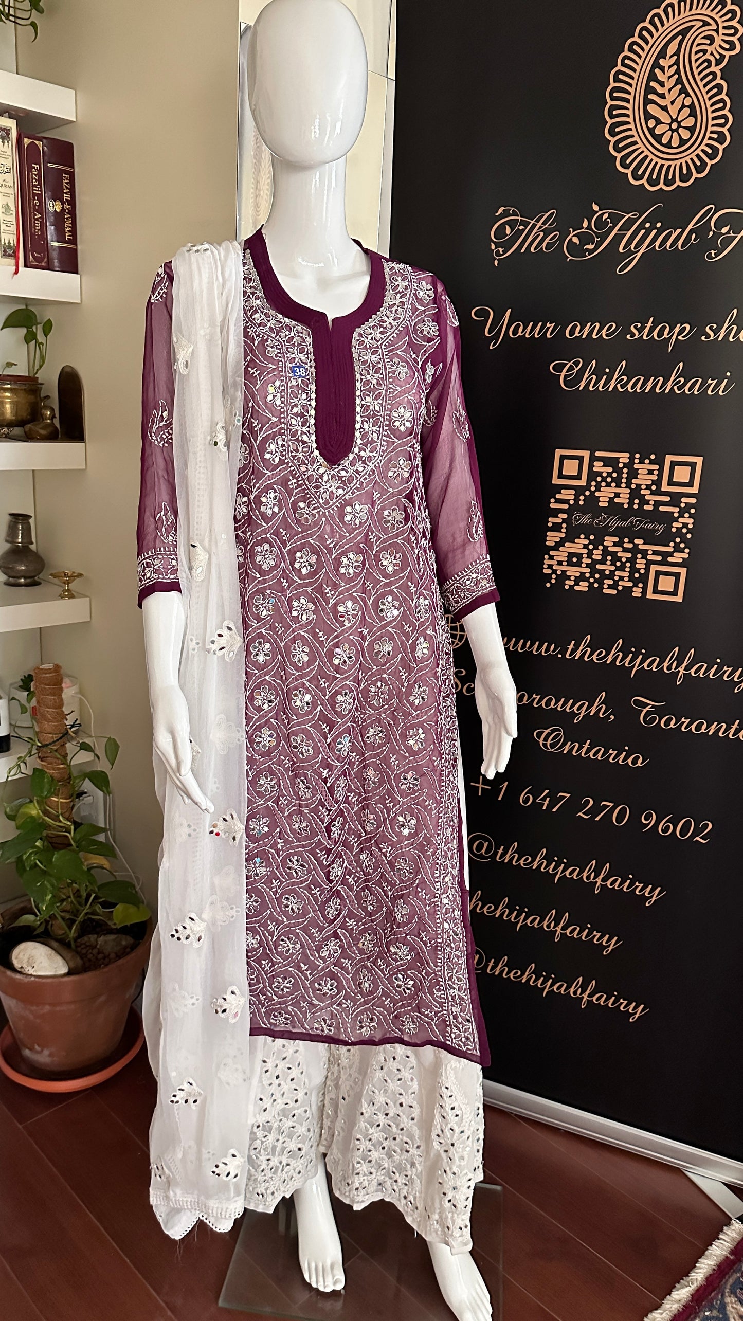 Wine - Georgette Mirror Kurta