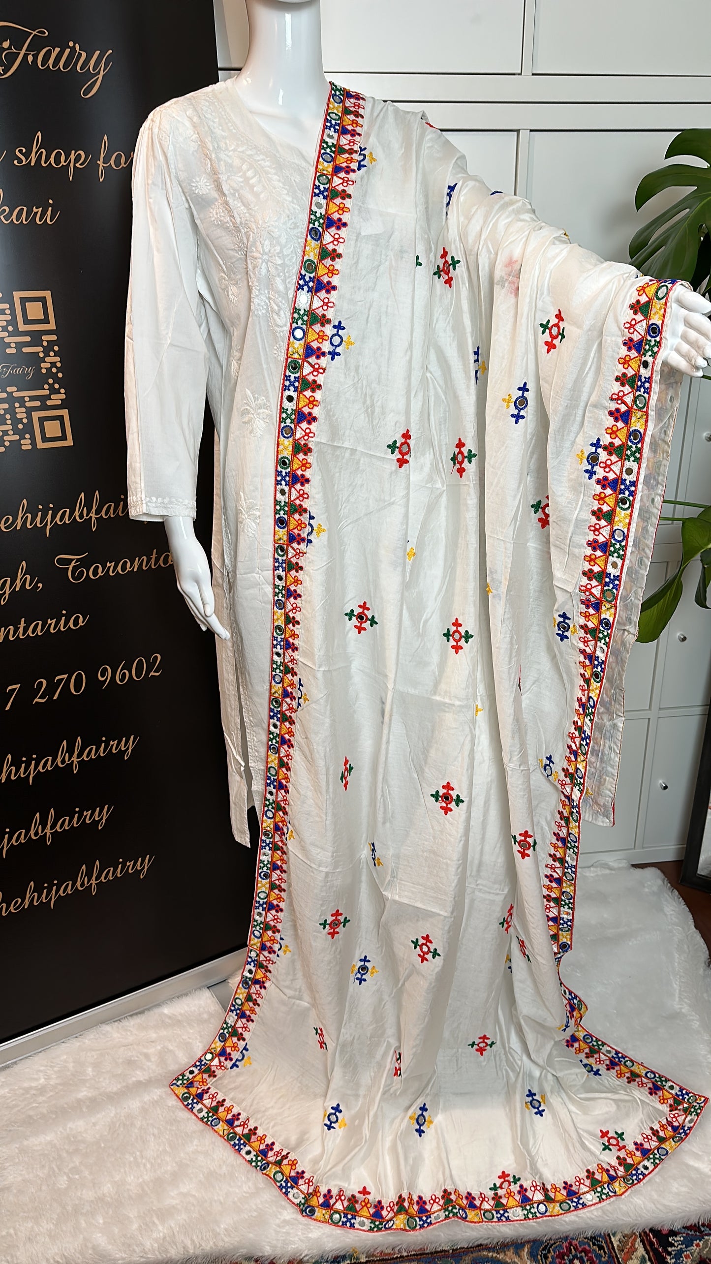 Chanderi Kutchi Work Dupatta with Mirror