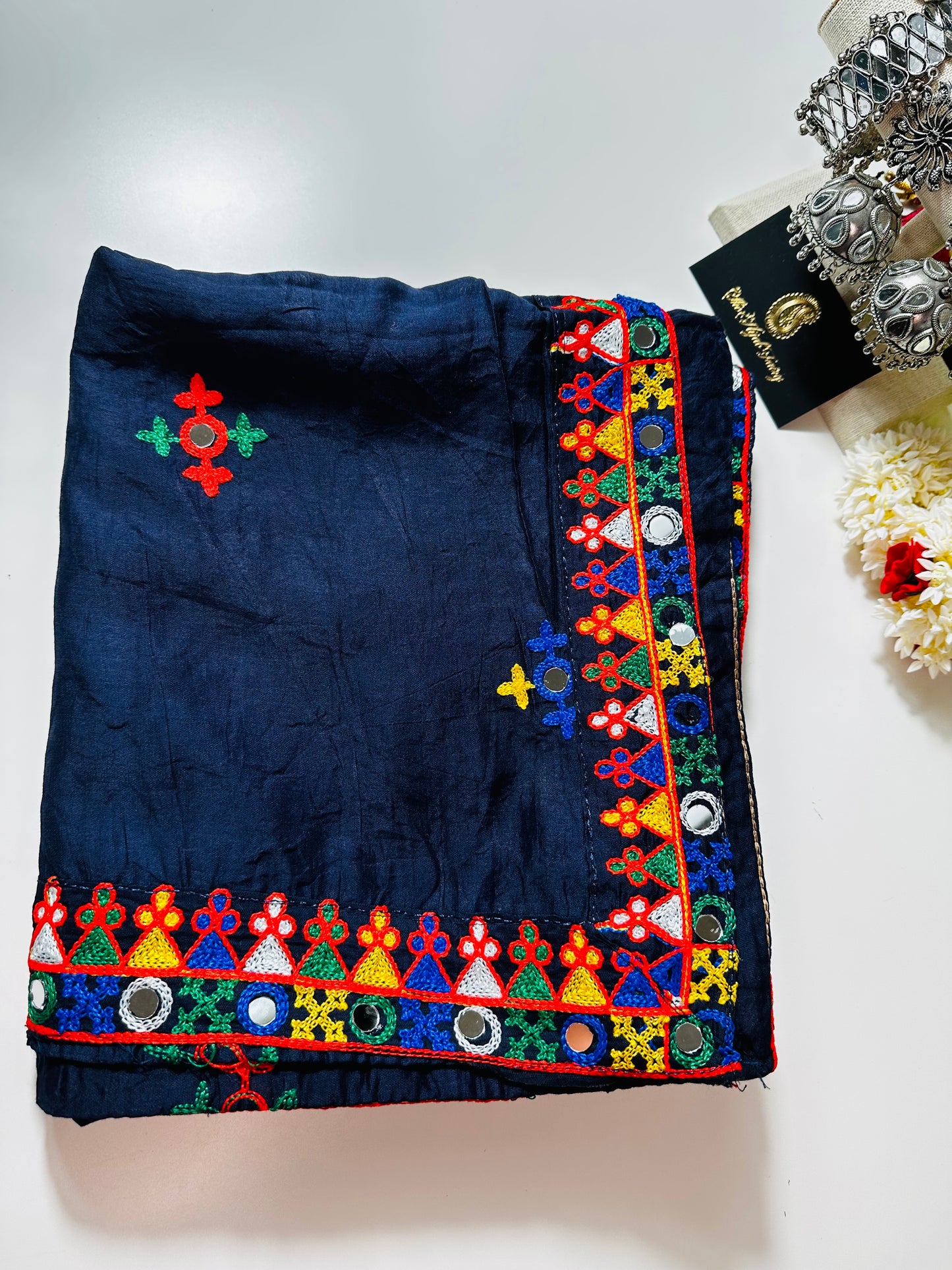 Chanderi Kutchi Work Dupatta with Mirror