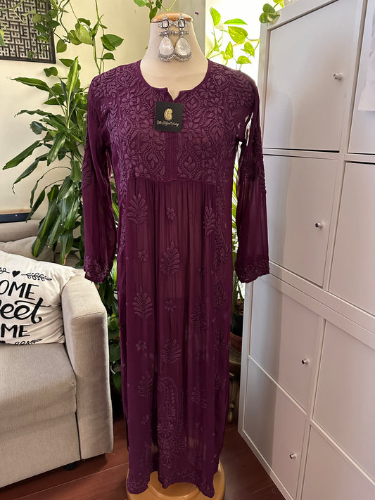 Deep Purple - Premium Viscose Nyra Cut Kurti