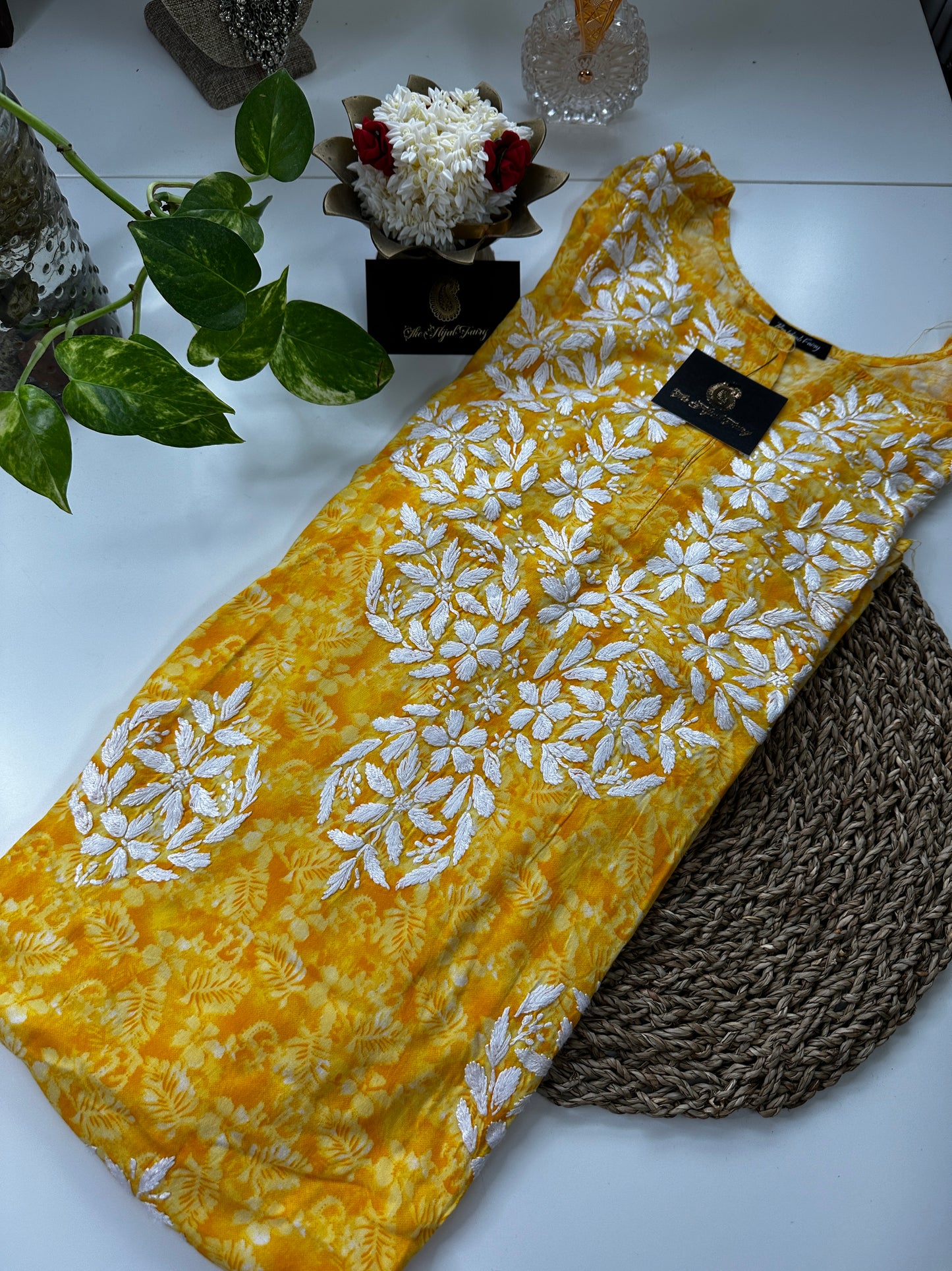 Rayon Printed Yellow Kurti (design A)