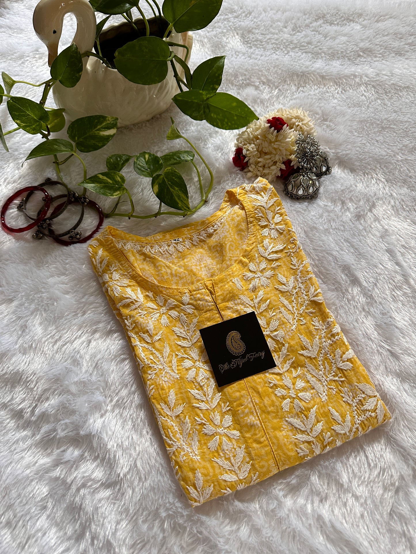 Mulmul Printed Kurti- Yellow 1