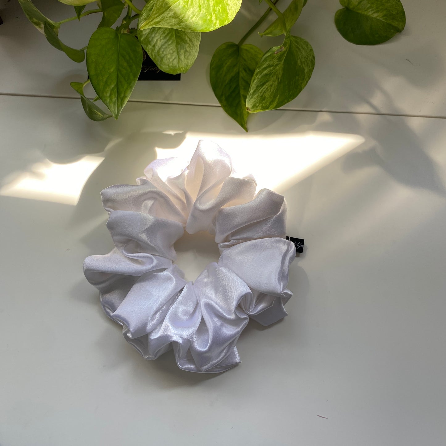 Pearl White Satin Scrunchie