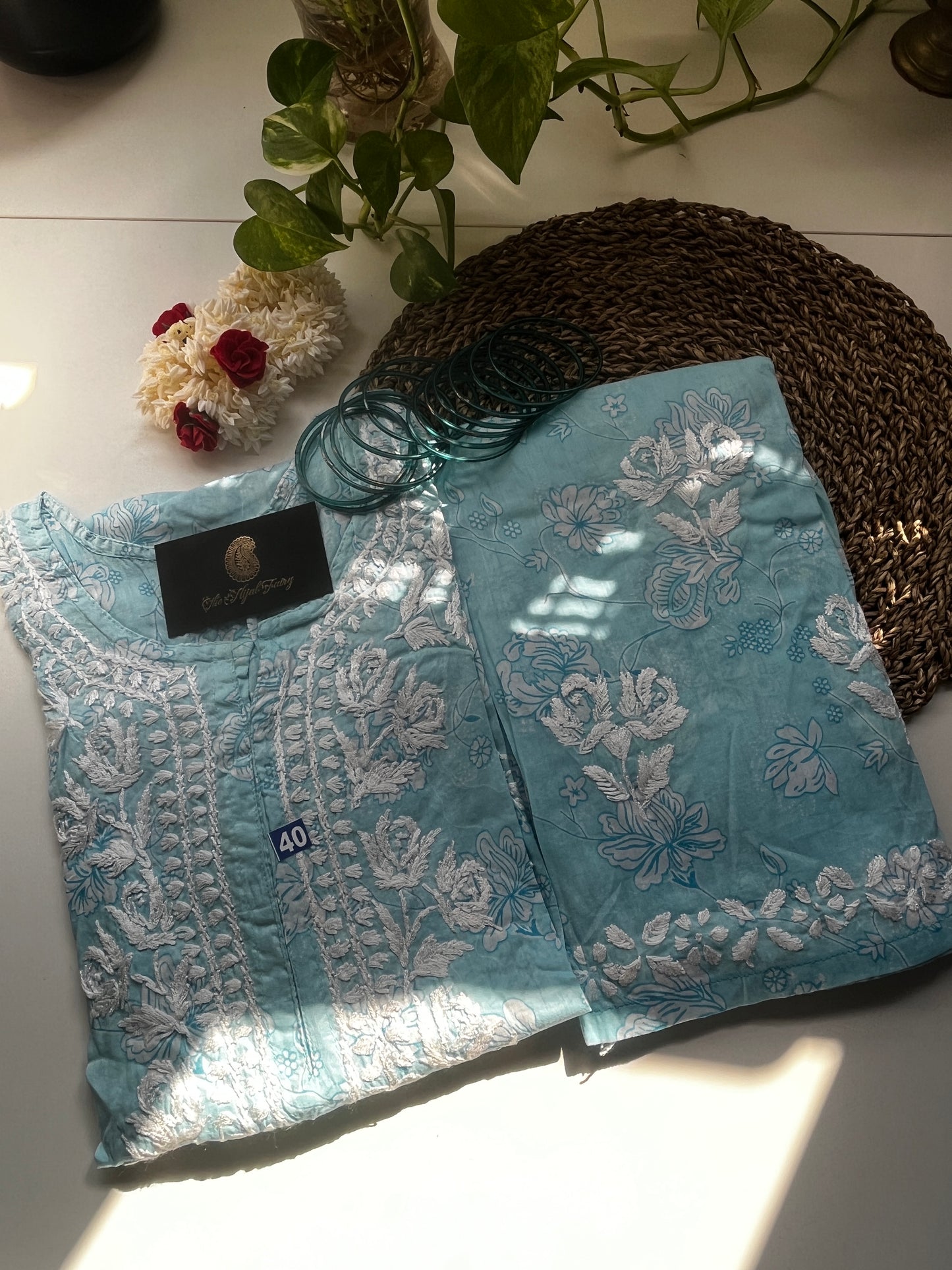 Light Blue - Mul Printed Set - 2 Pc