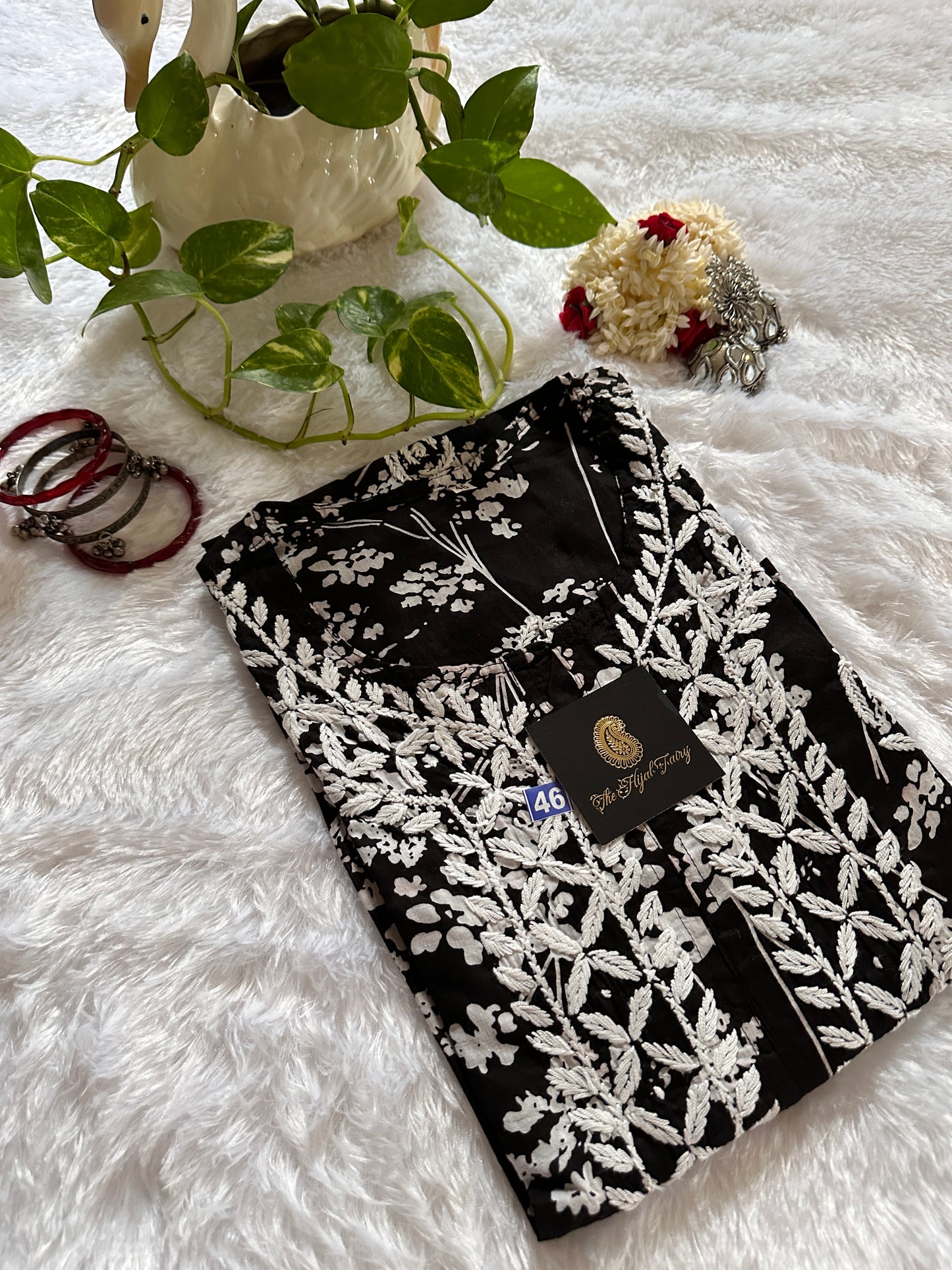 Mulmul Printed Kurti- Black 1