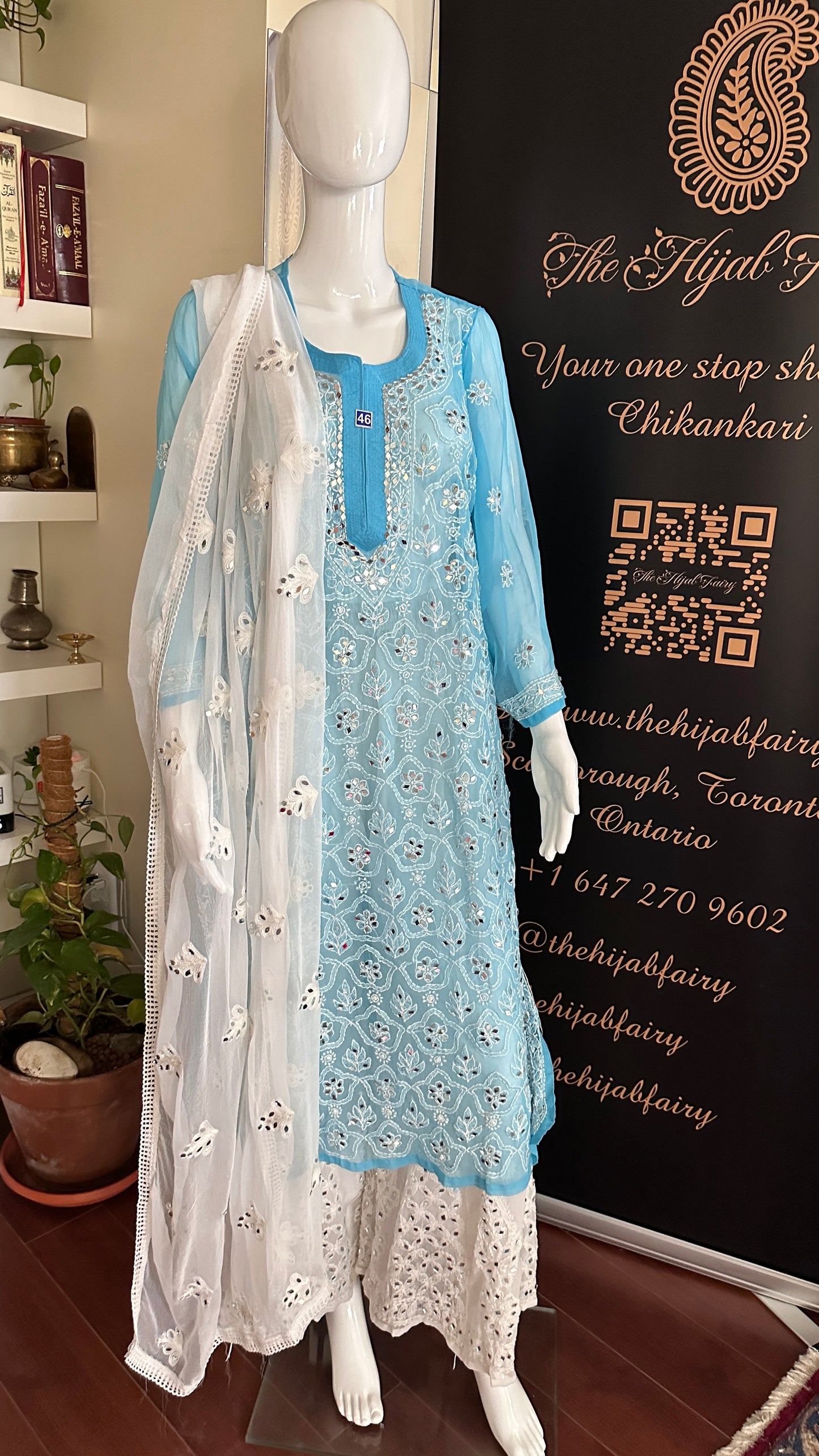 Sky Blue - Georgette Mirror Kurta