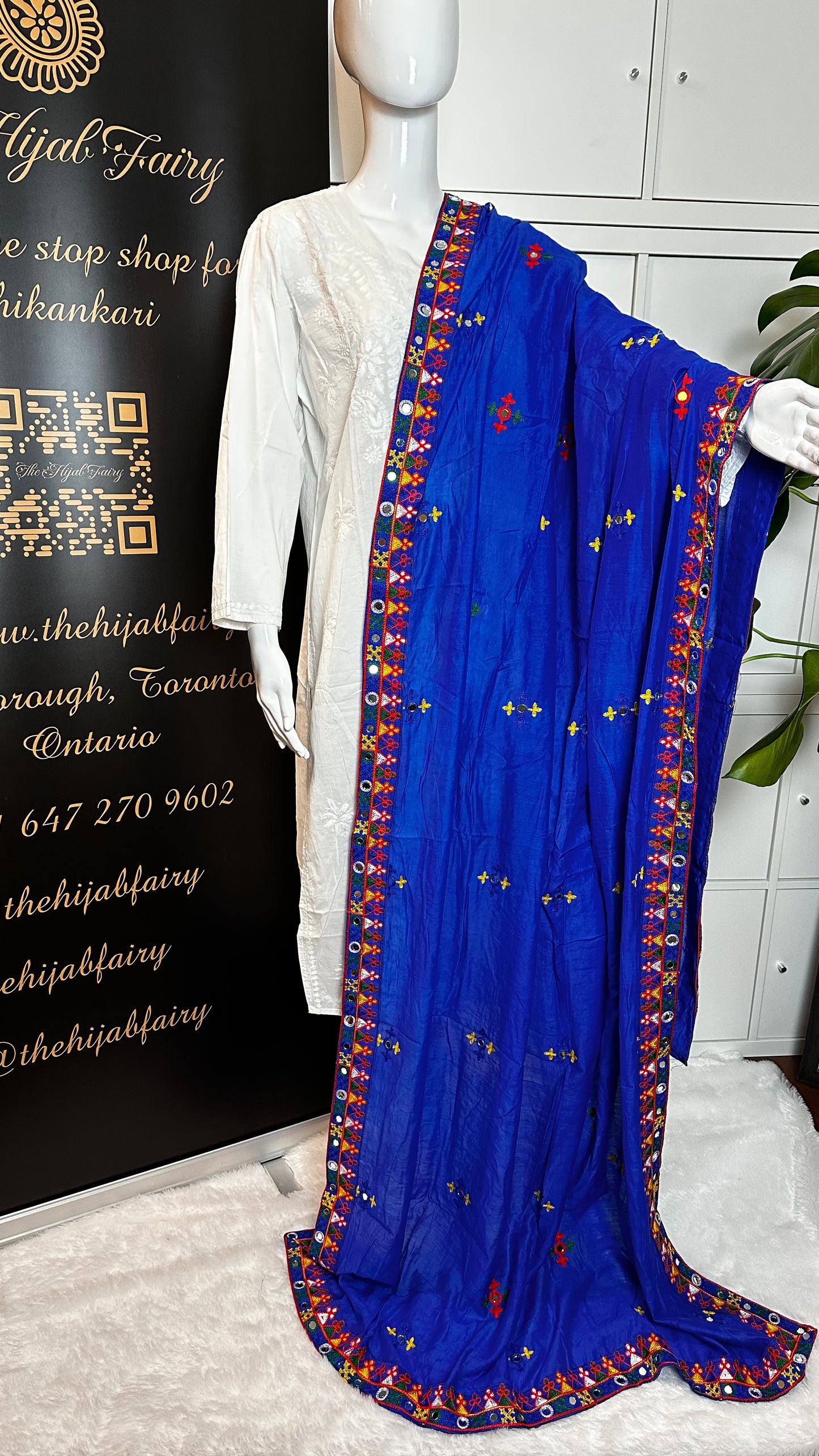 Chanderi Kutchi Work Dupatta with Mirror