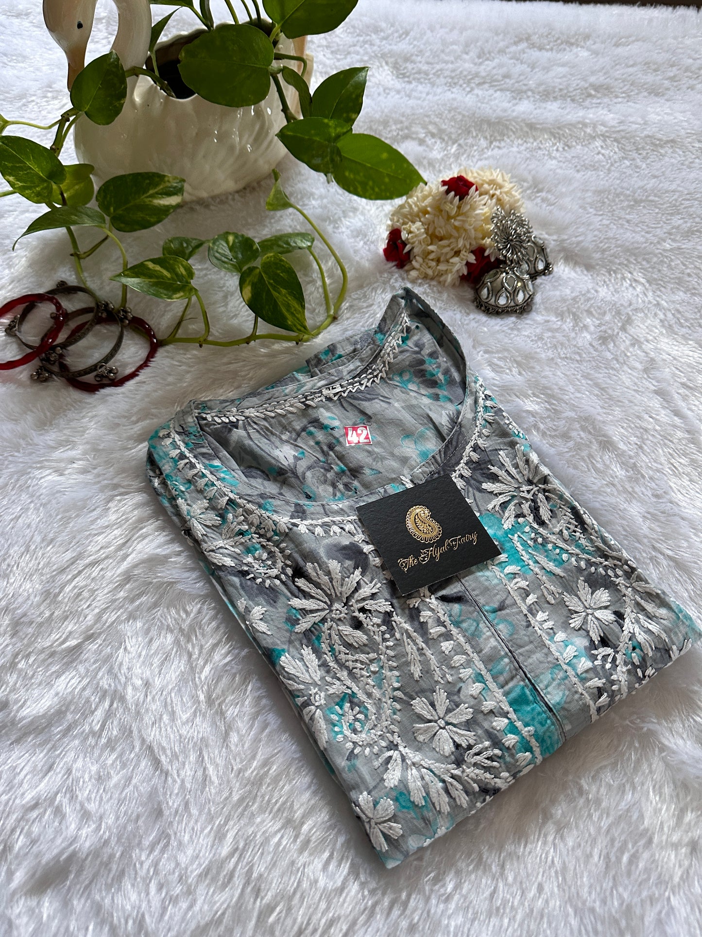 Mulmul Printed Kurti- Grey 4