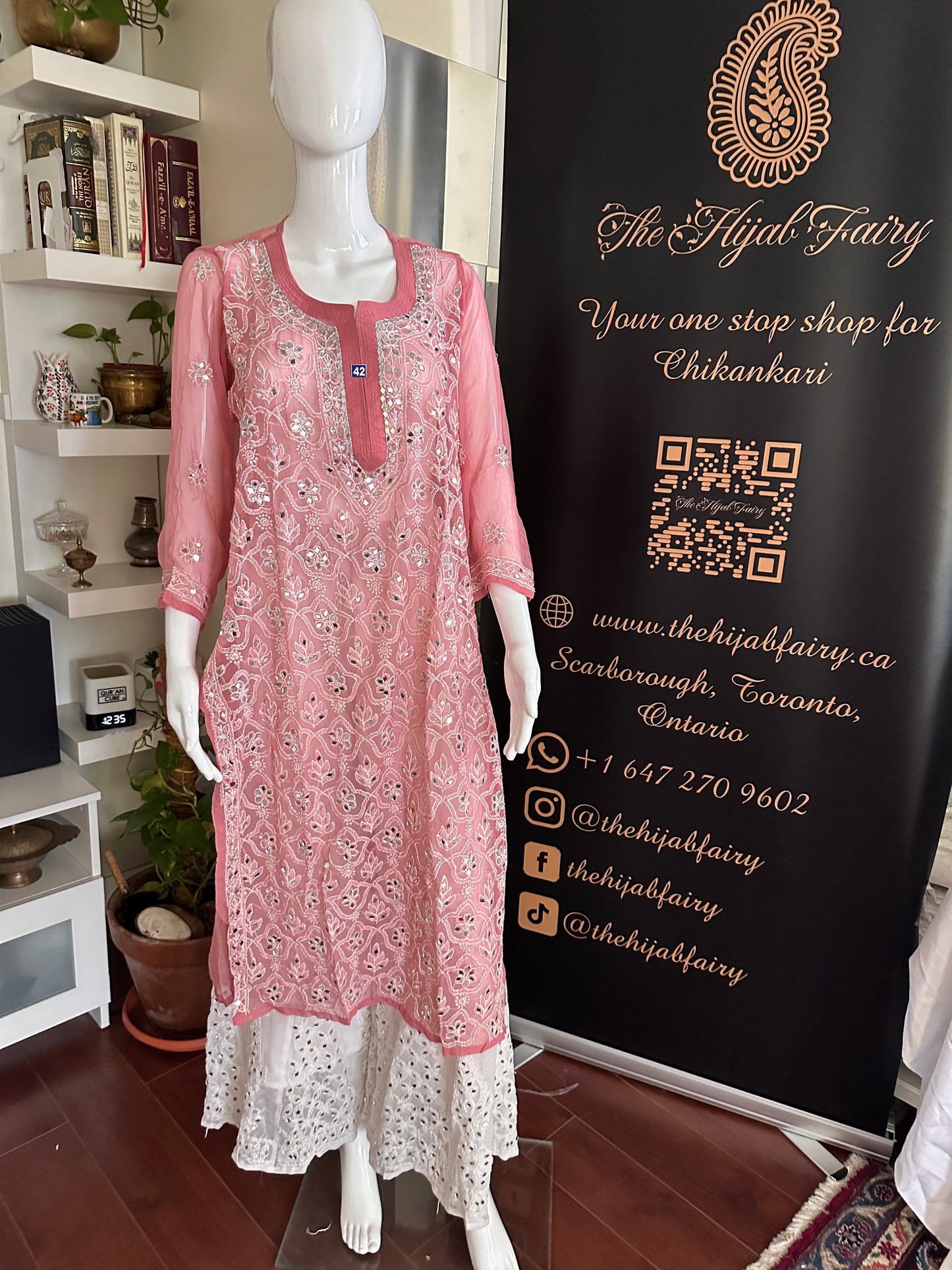 Tea Pink - Georgette Mirror Kurta