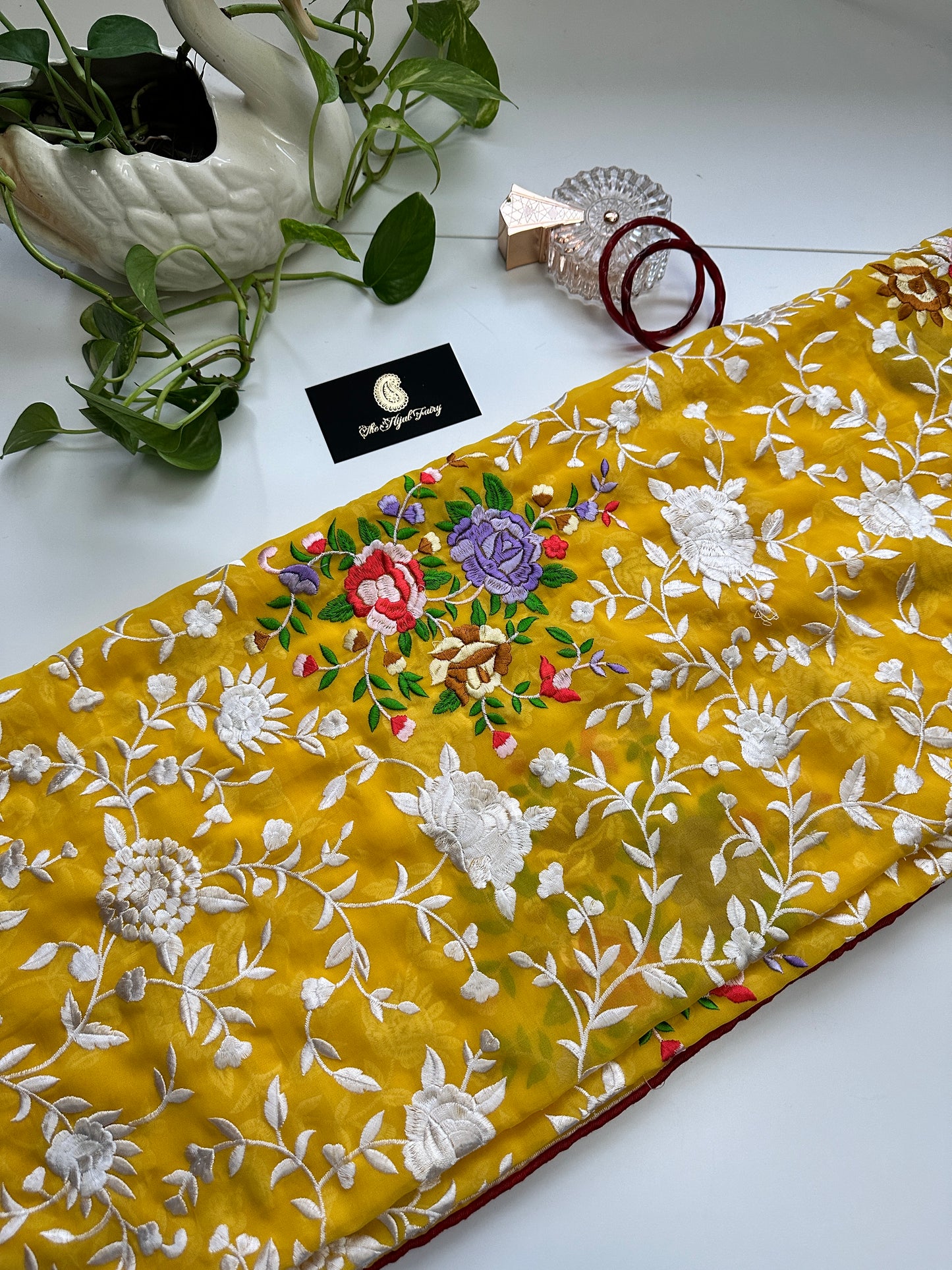 Parsi Gara Premium Dupatta - Yellow