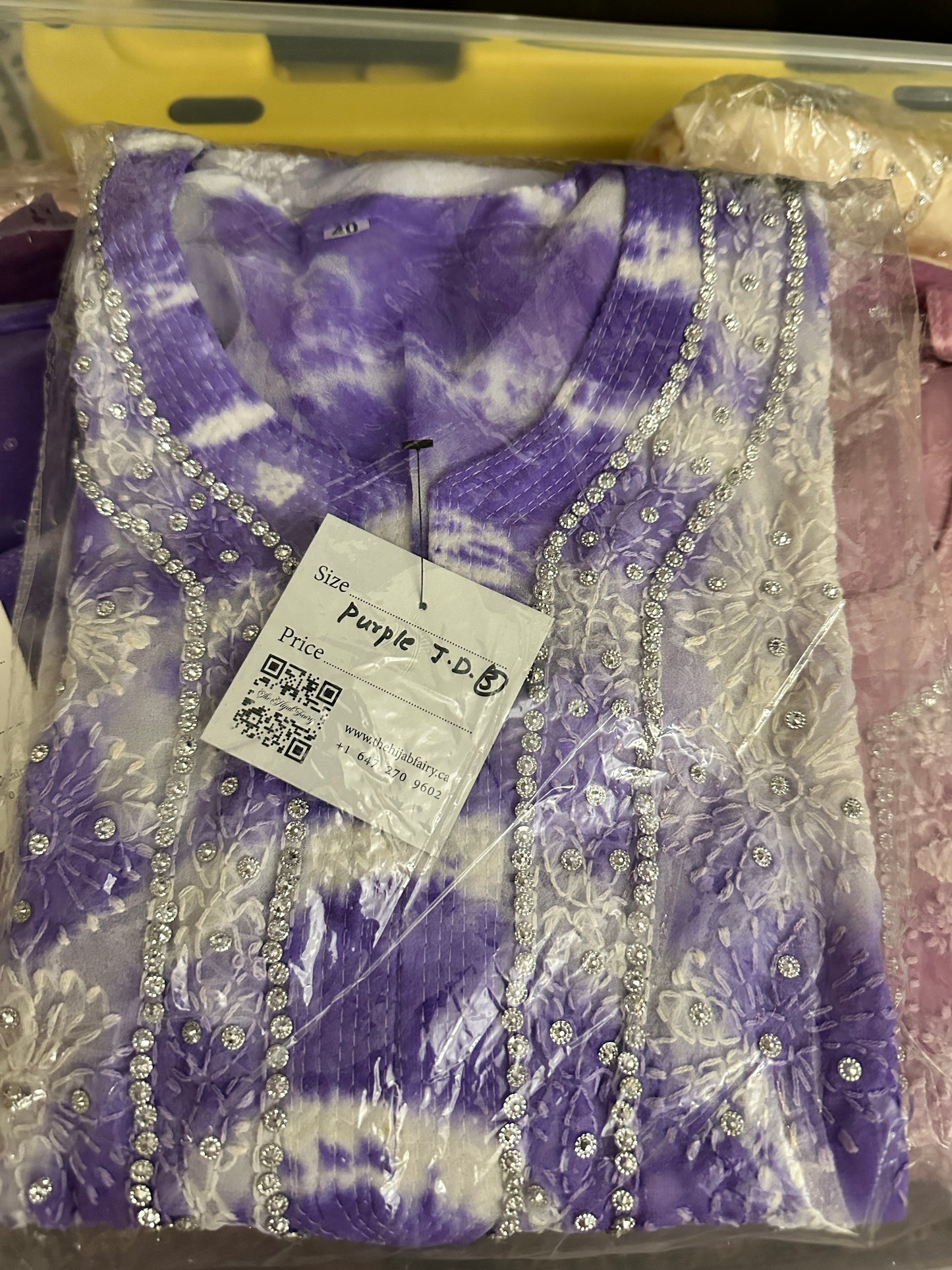 Purple Tiedye - Georgette Stone Kurta