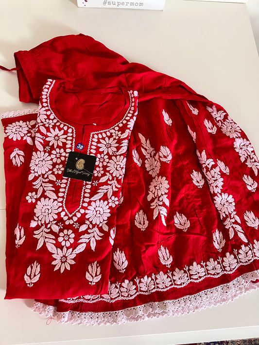 Red - Modal Gharara Set