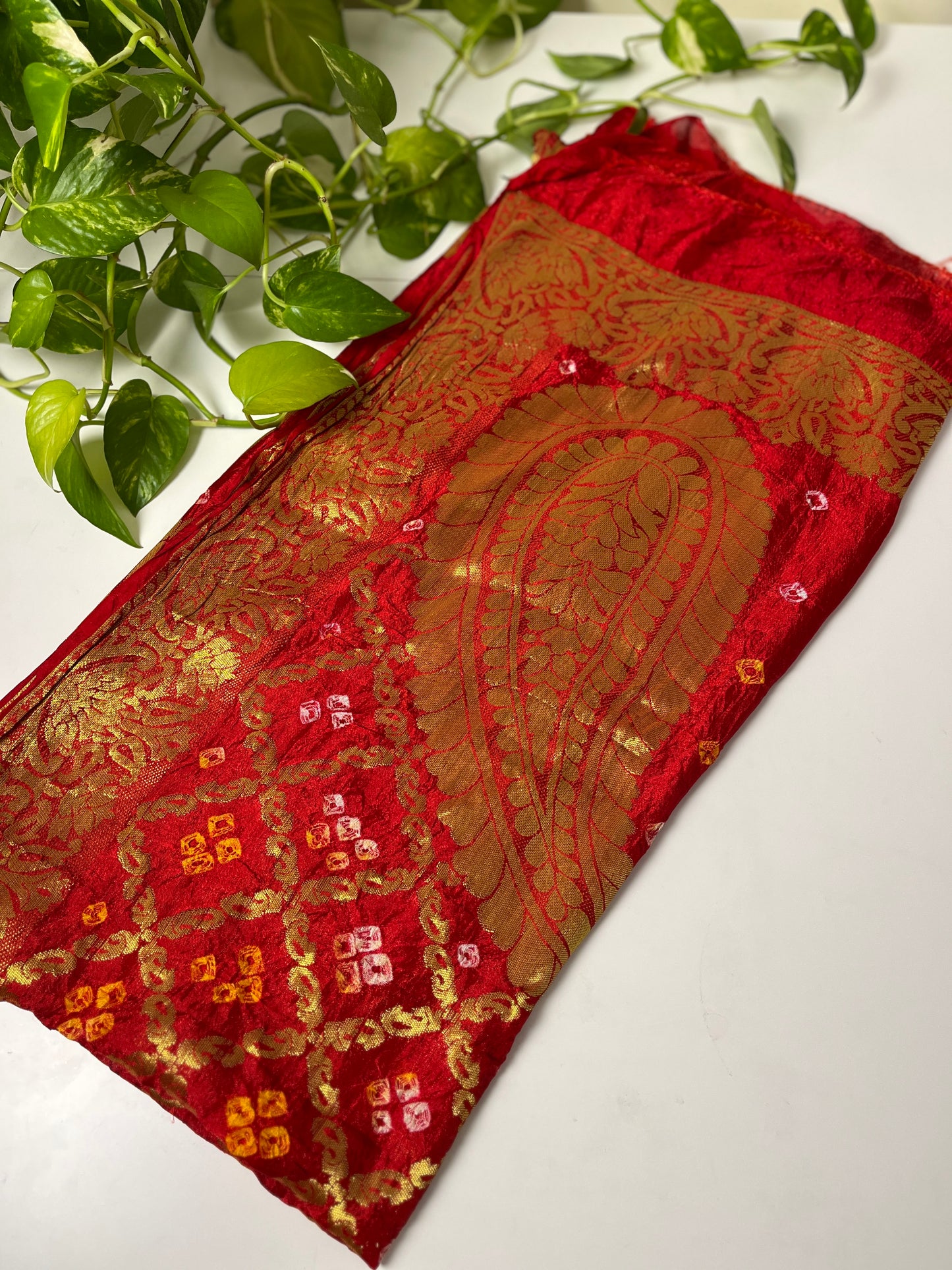 Gaji Silk Gharchola Dupatta RED