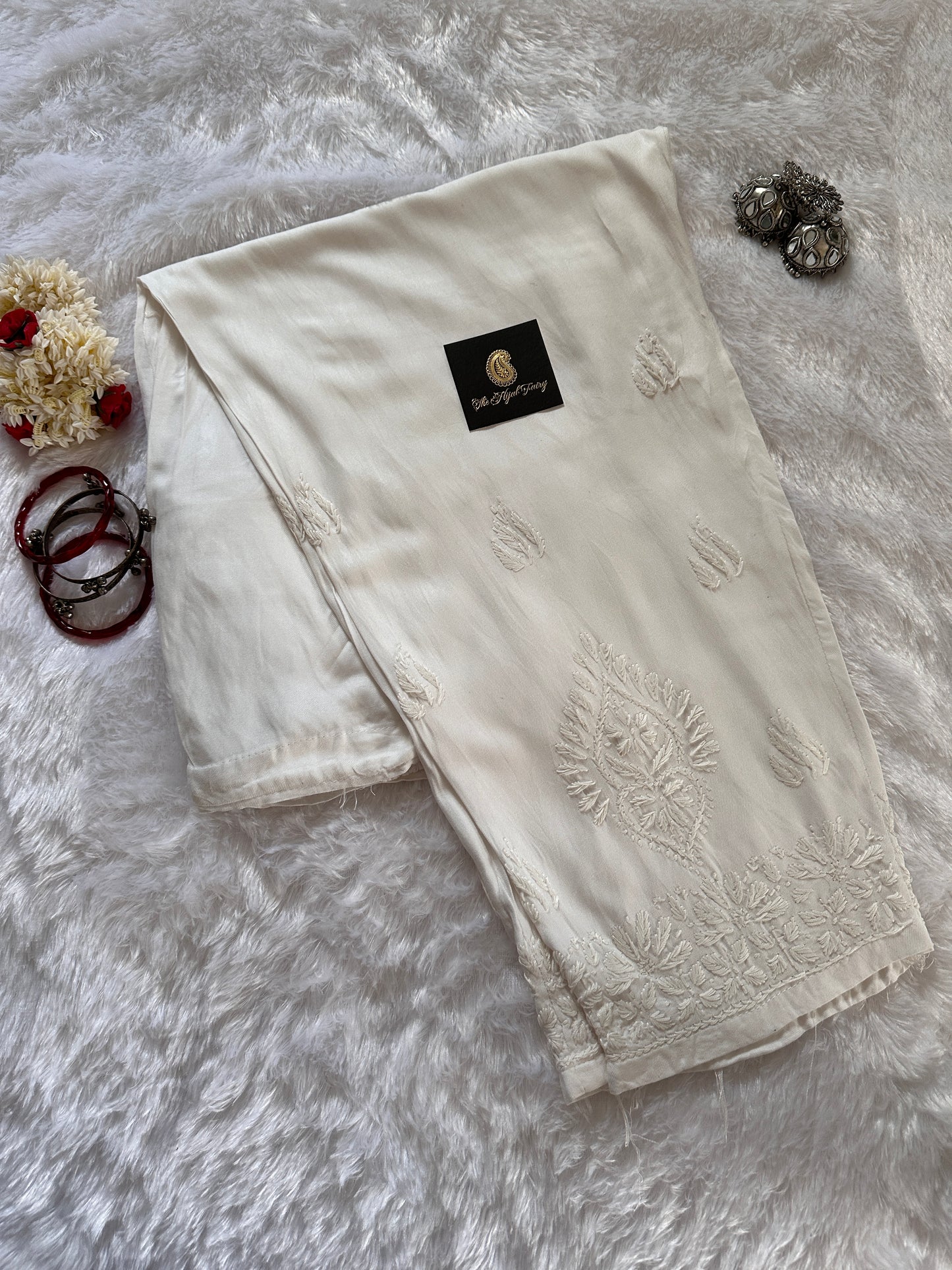 White Chikankari Shalwar