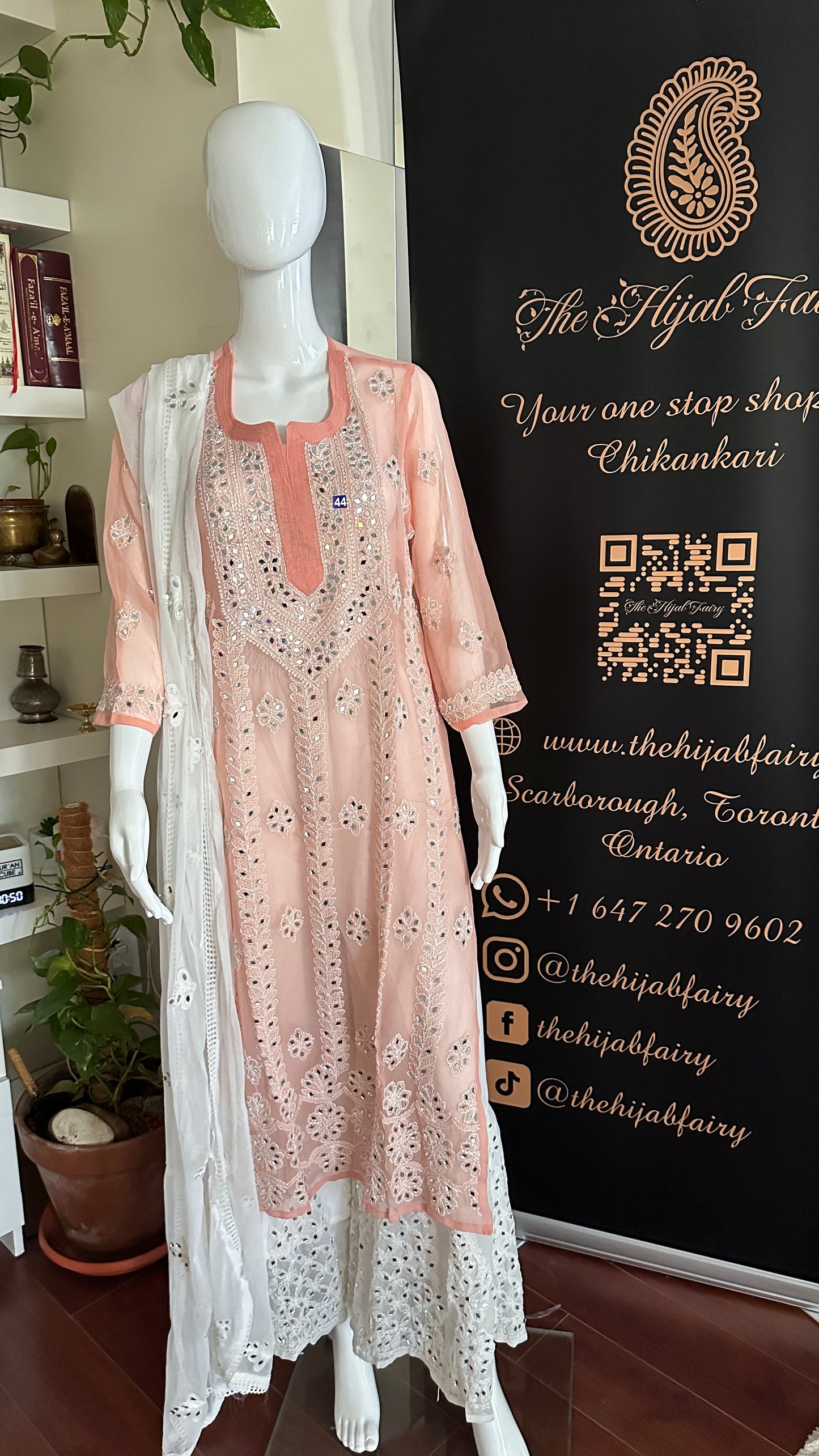 Peach - Georgette Mirror Kurta