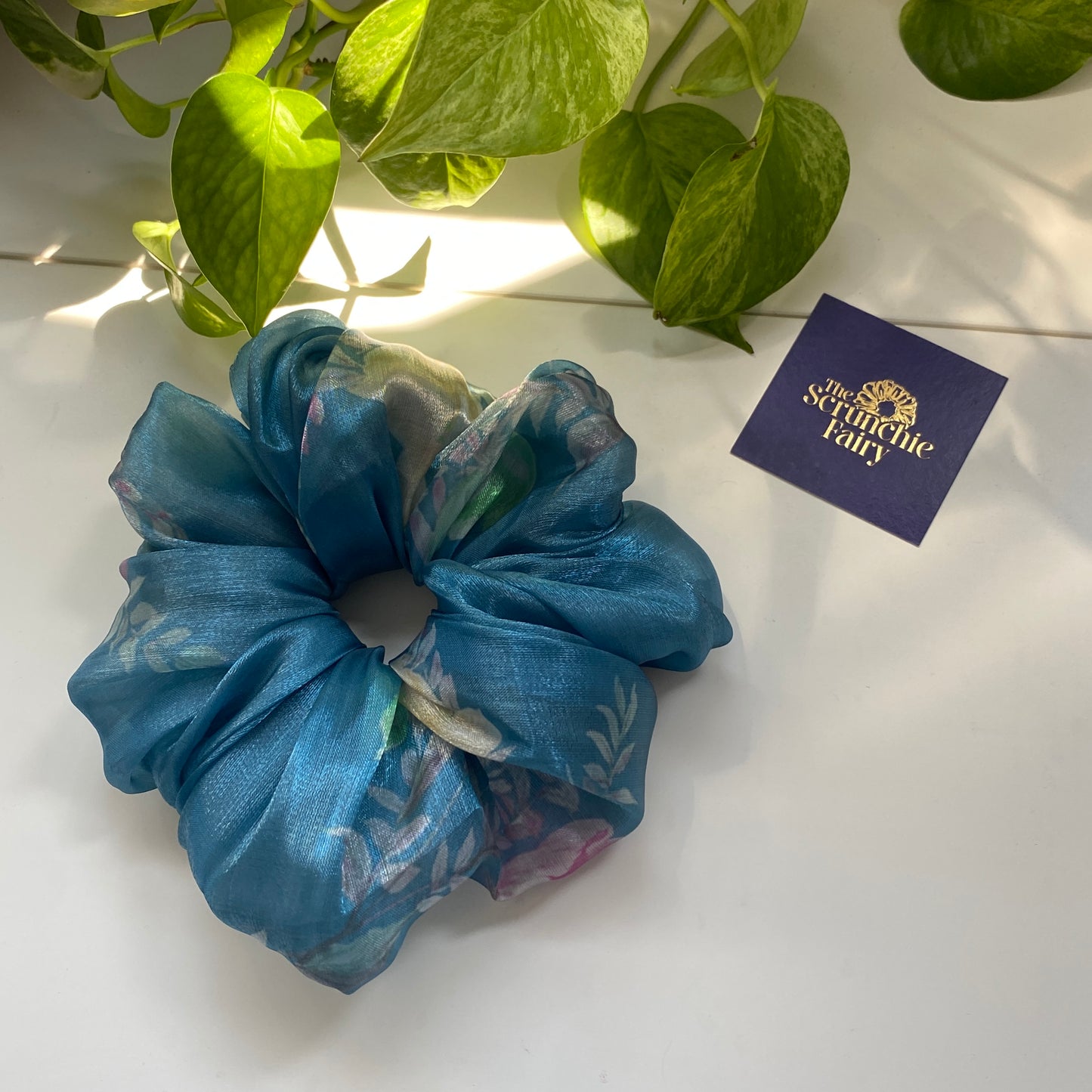 Dark Teal Organza Scrunchie