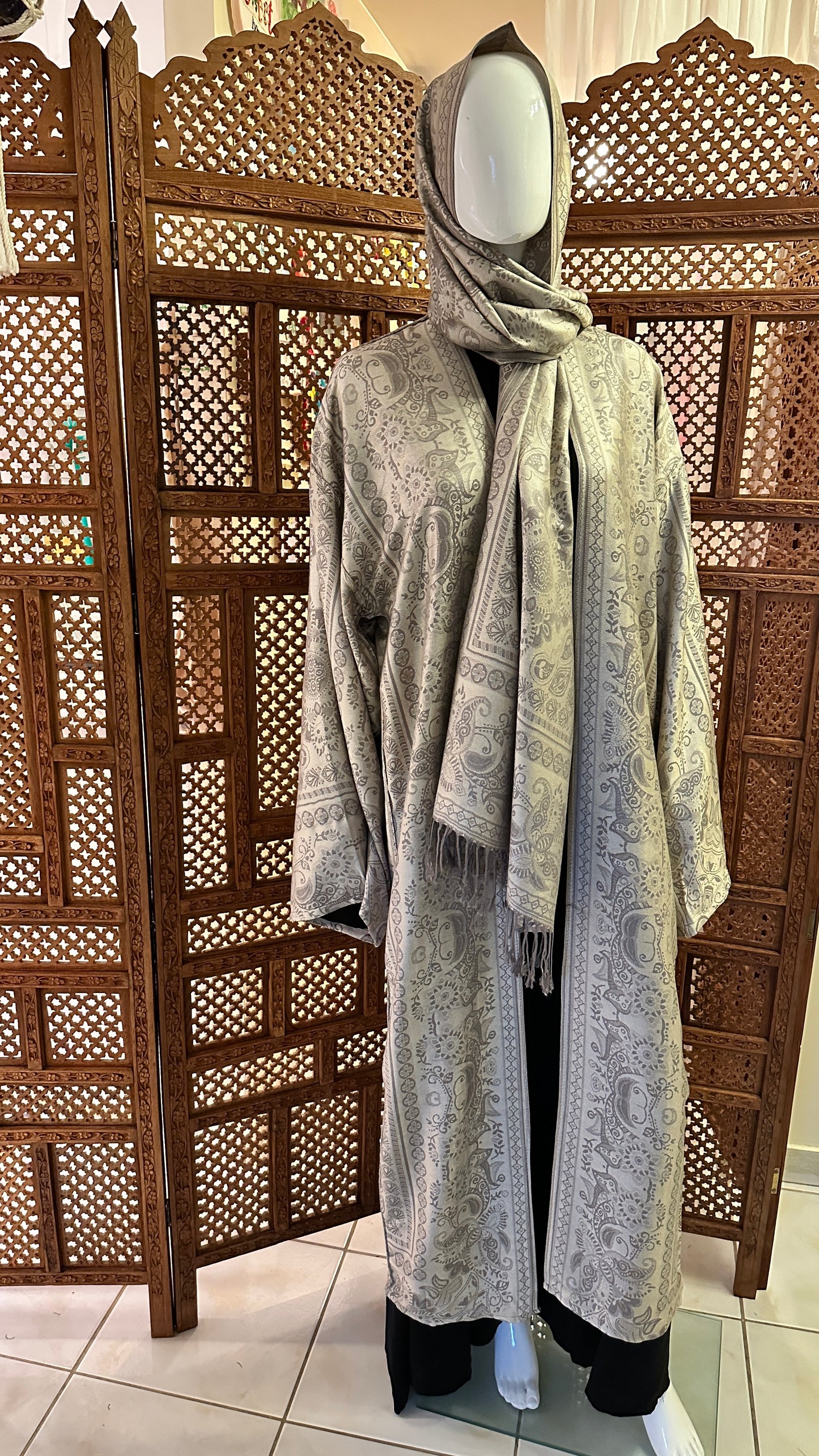 Pashmina Abaya - Silver