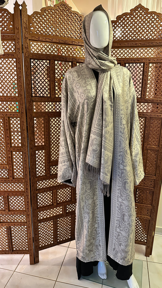 Pashmina Abaya - Silver