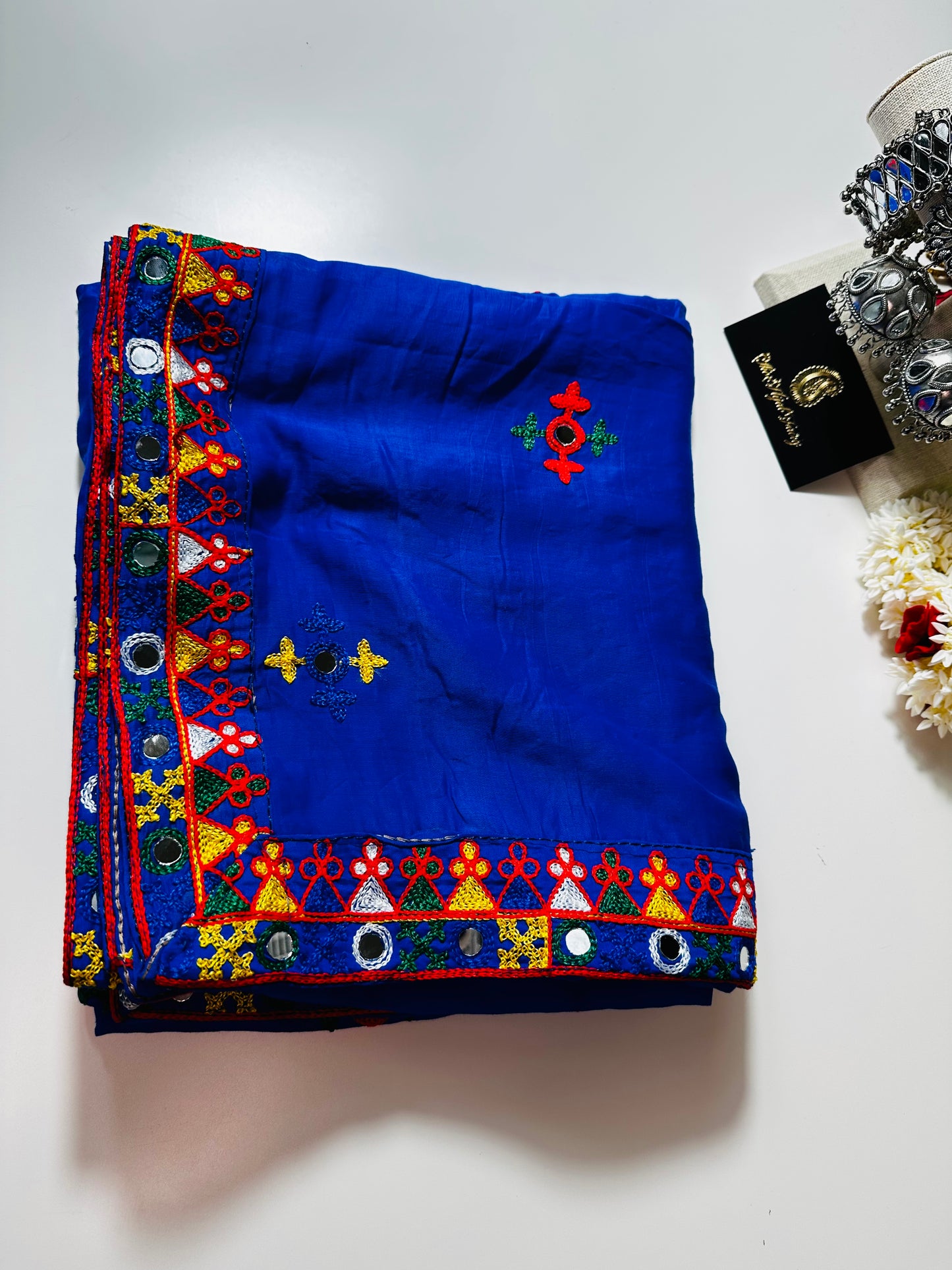 Chanderi Kutchi Work Dupatta with Mirror