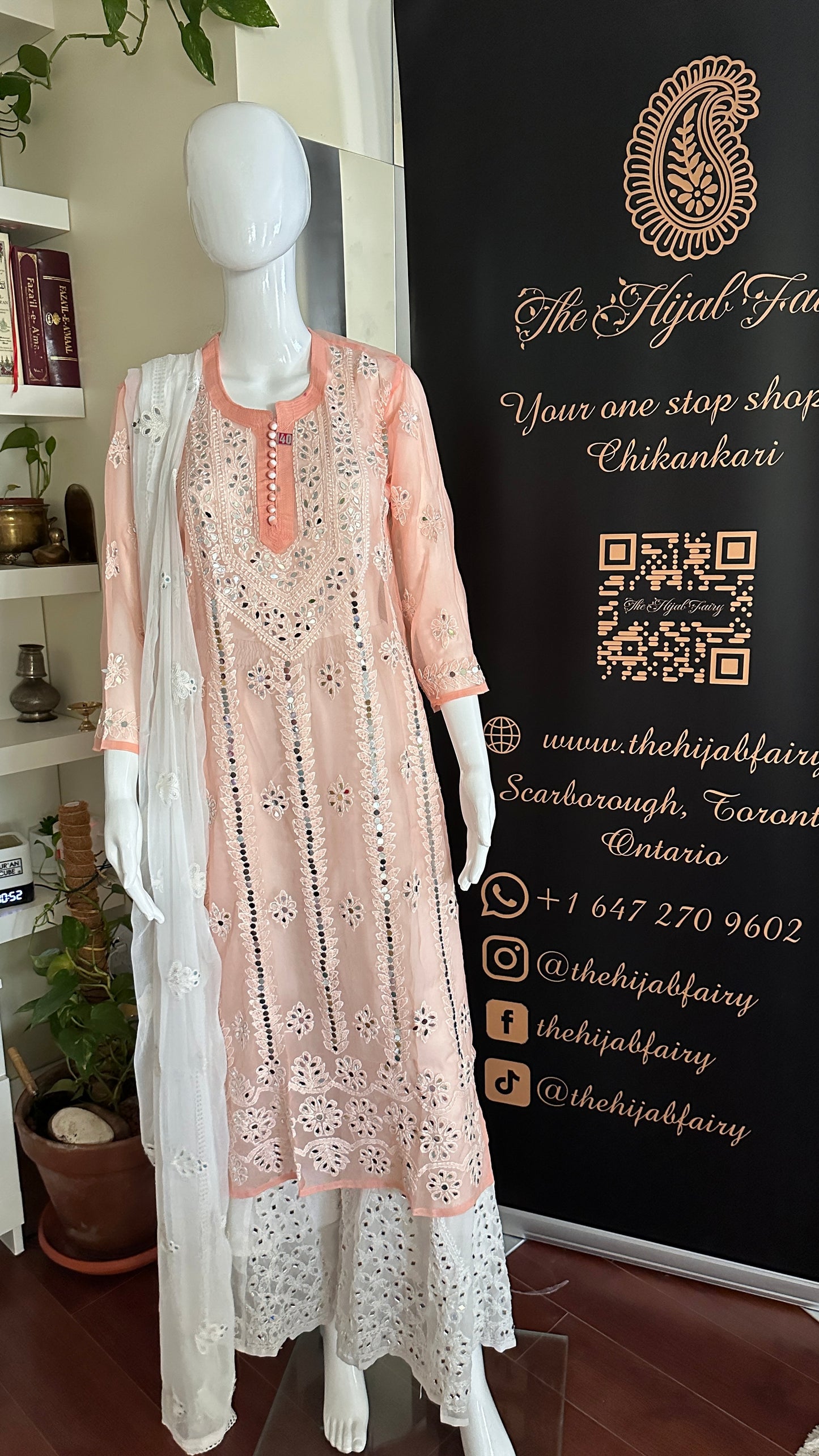 Peach - Georgette Mirror Kurta