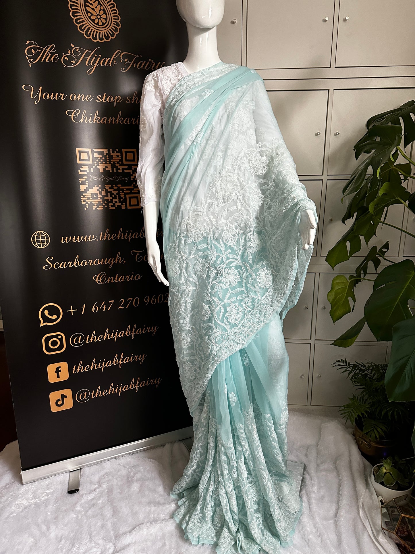 Light Blue - Half Jaal Saree