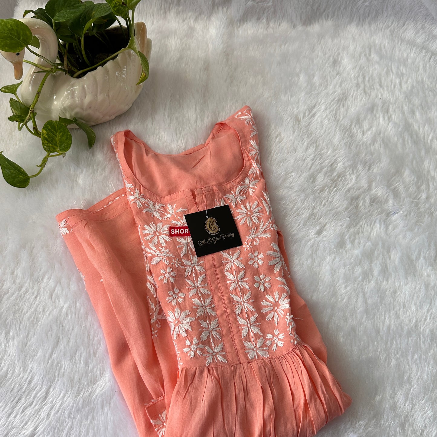 Peach - Short Modal Chikankari Frock