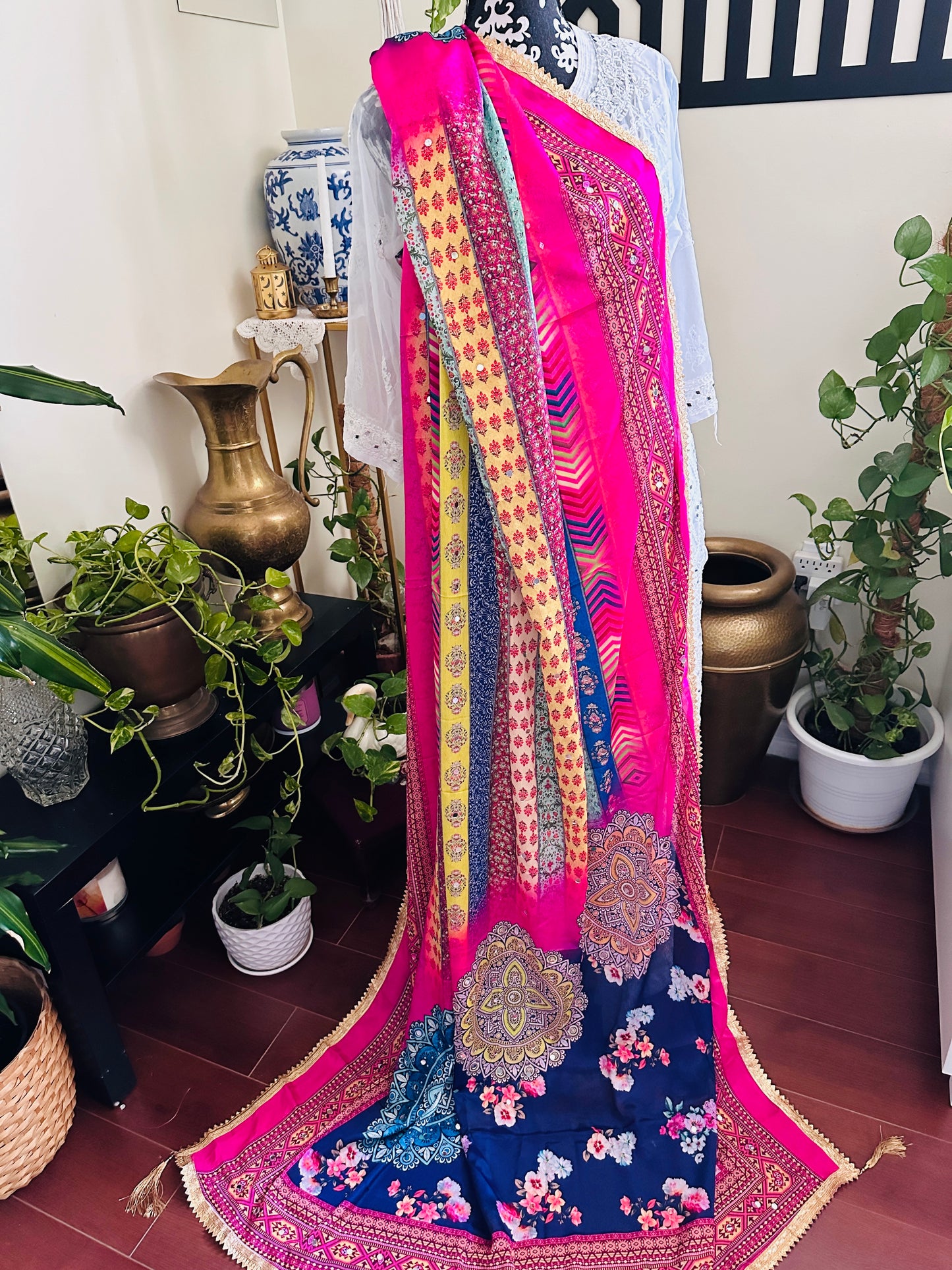 Faux Silk Mirror Dupatta - 2