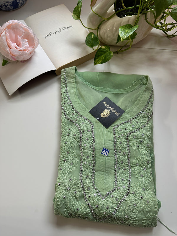 Jade Green - Georgette Stone Kurta