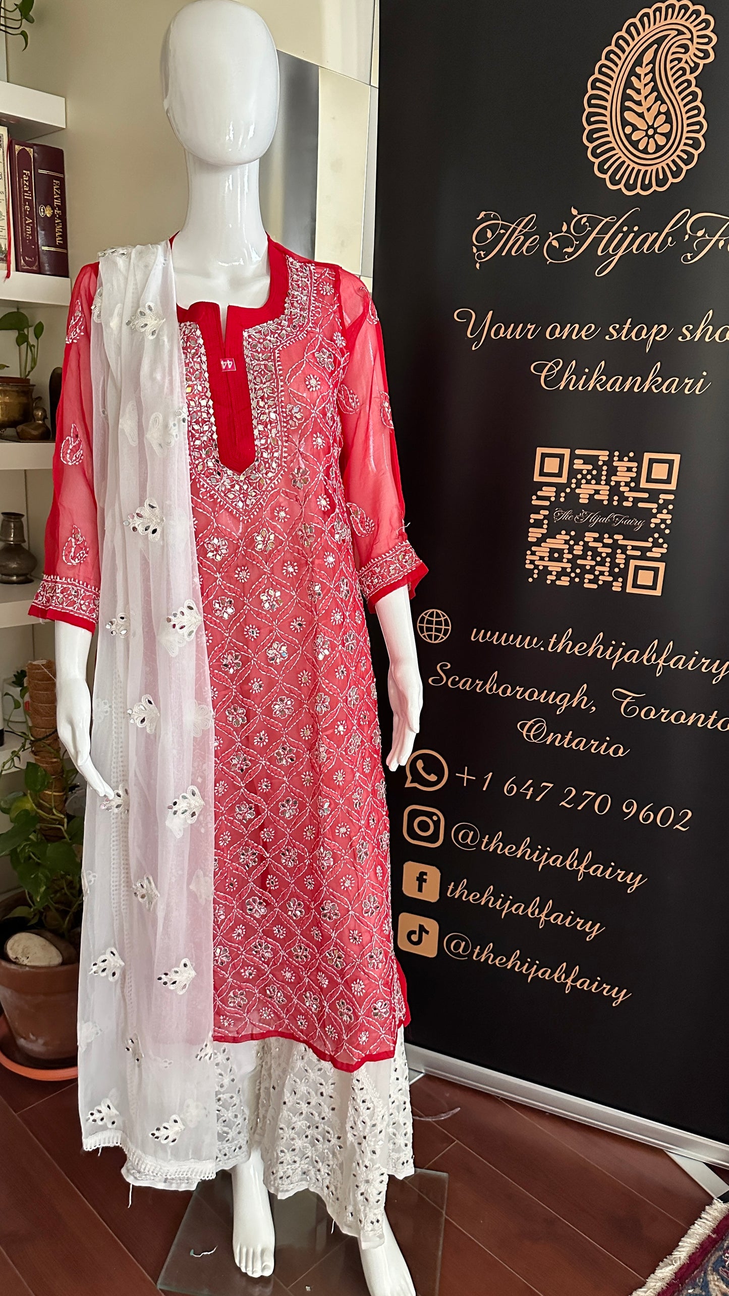 Red - Georgette Mirror Kurta