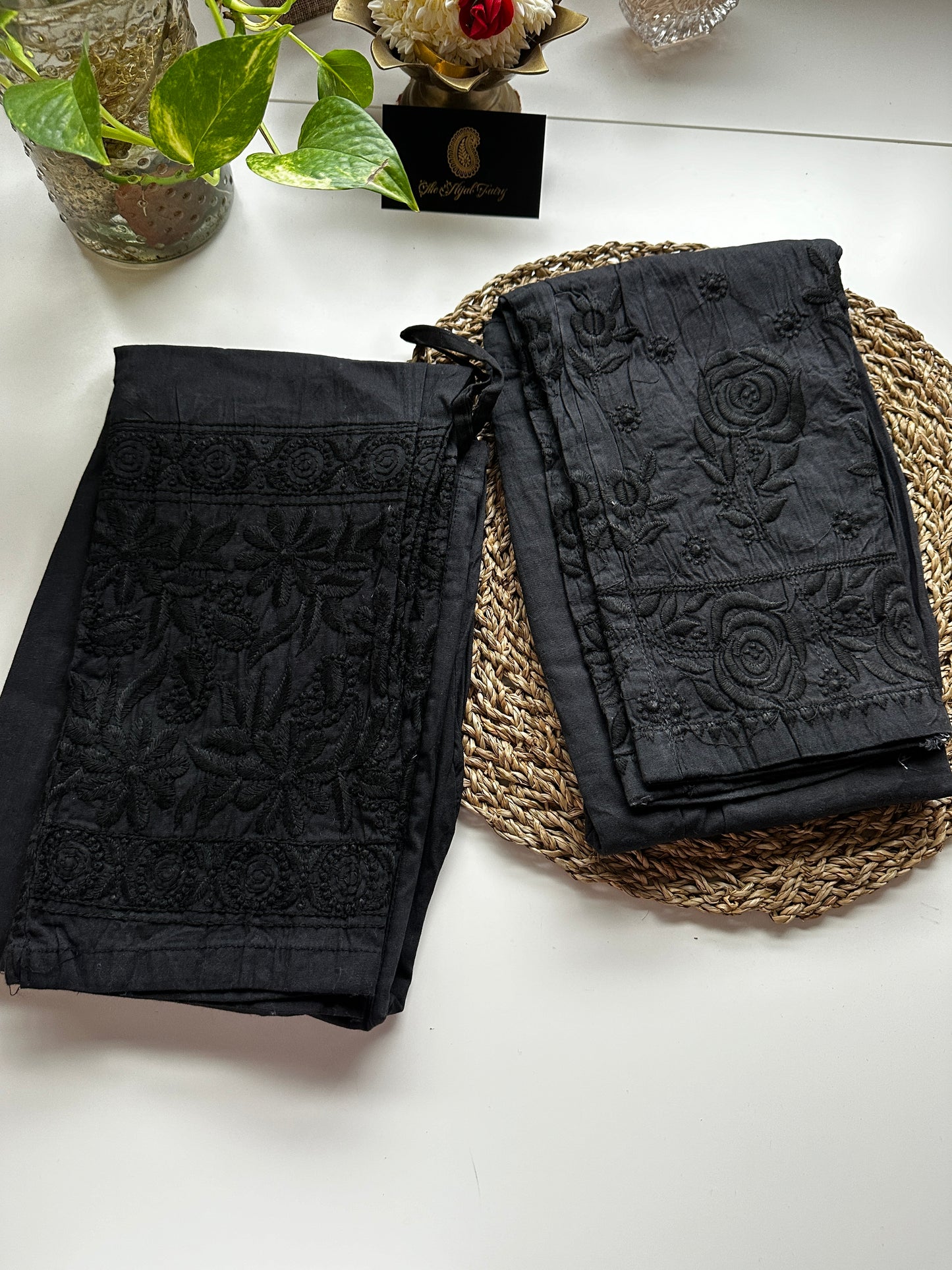 Black - Chikankari Stretchable Pants