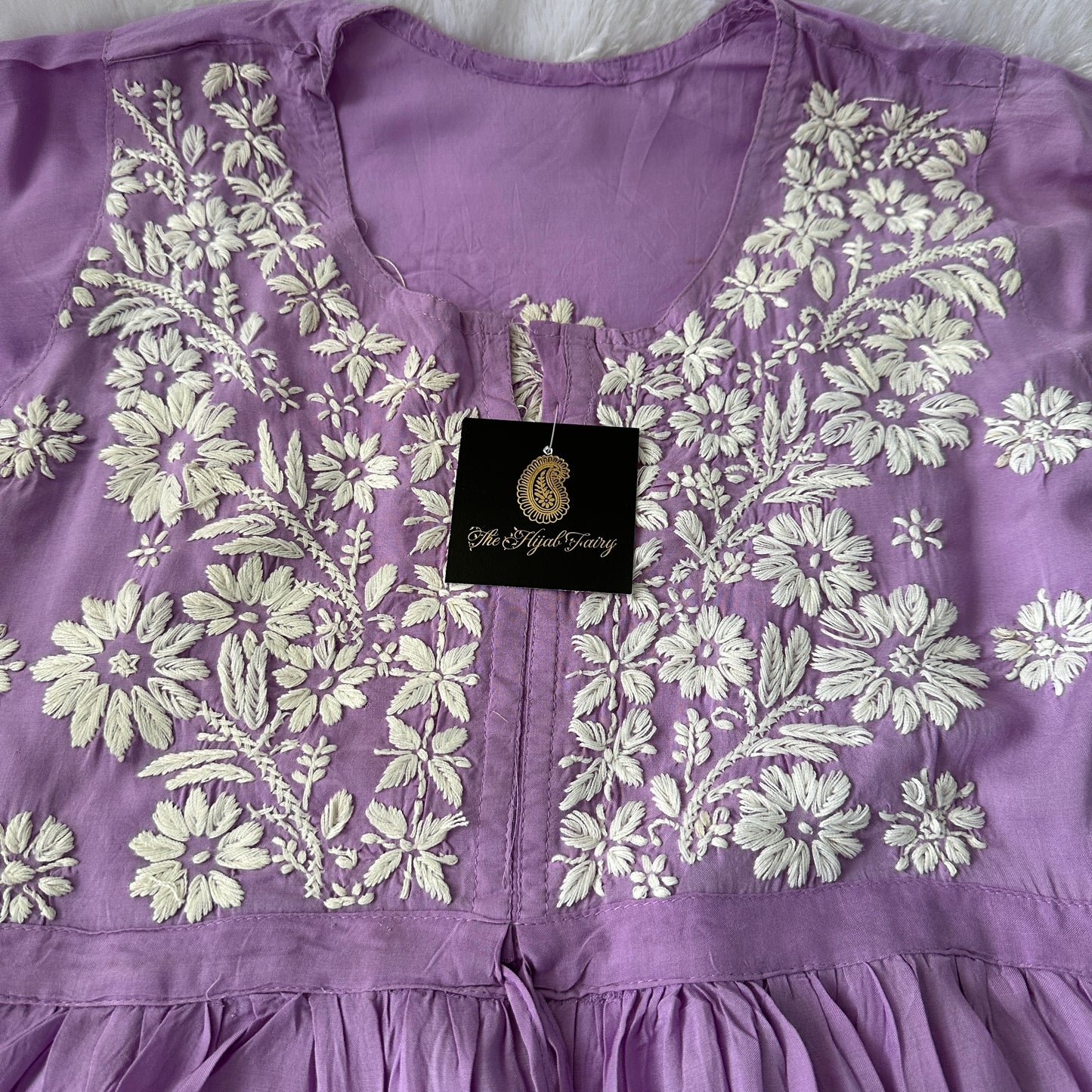 Lavender 1 - Short Modal Chikankari Frock