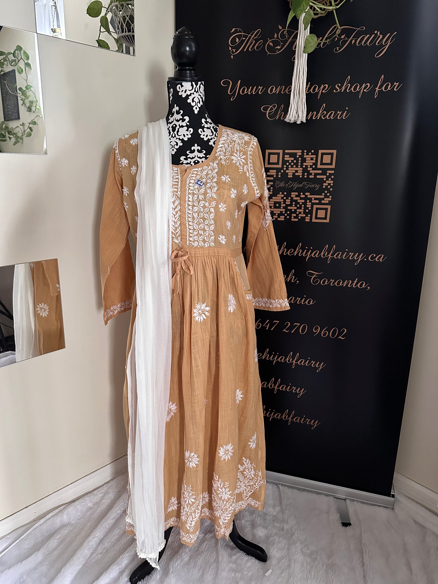 Beige - Slub Cotton Gown