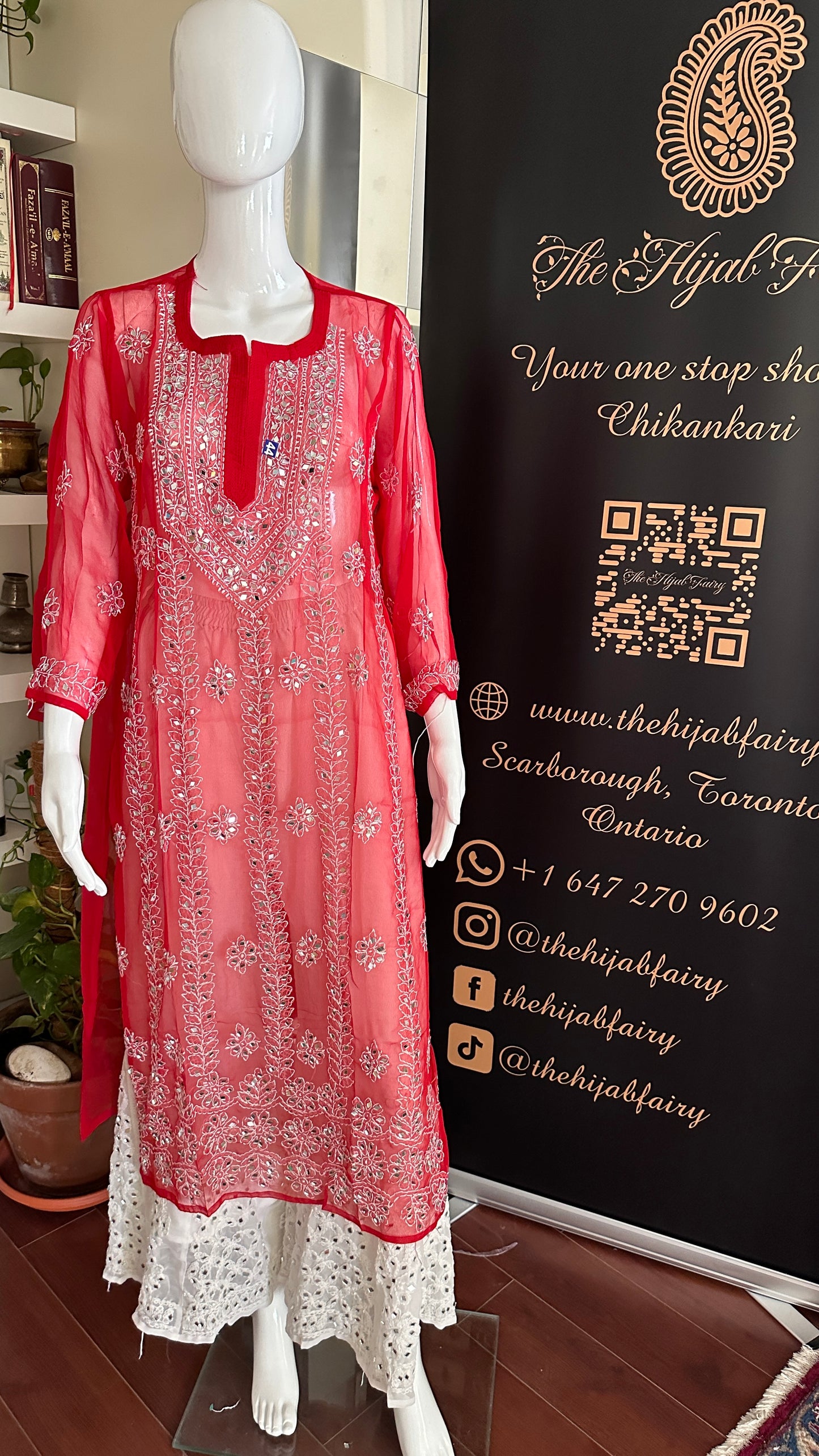 Red - Georgette Mirror Kurta