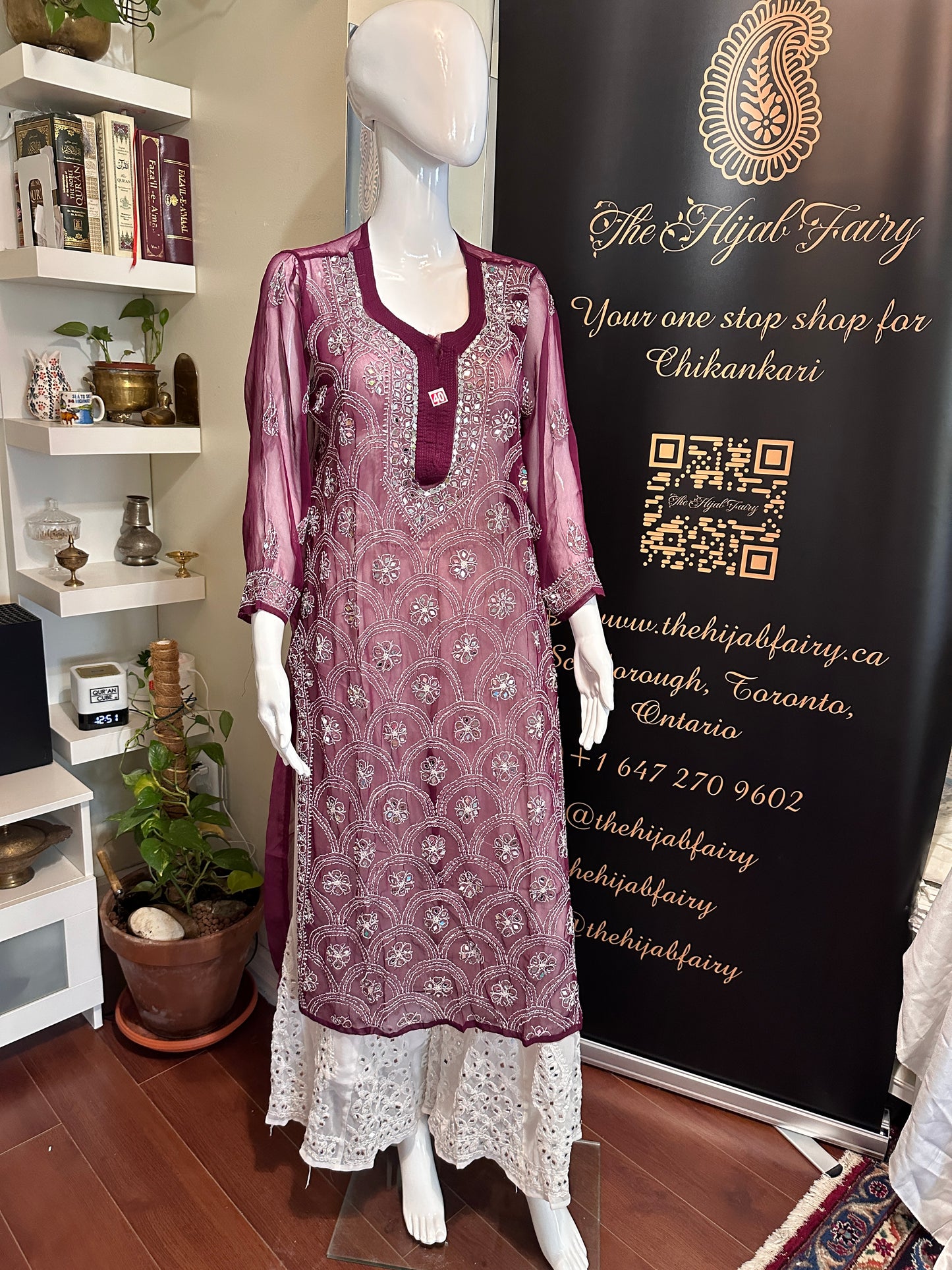 Wine - Georgette Mirror Kurta