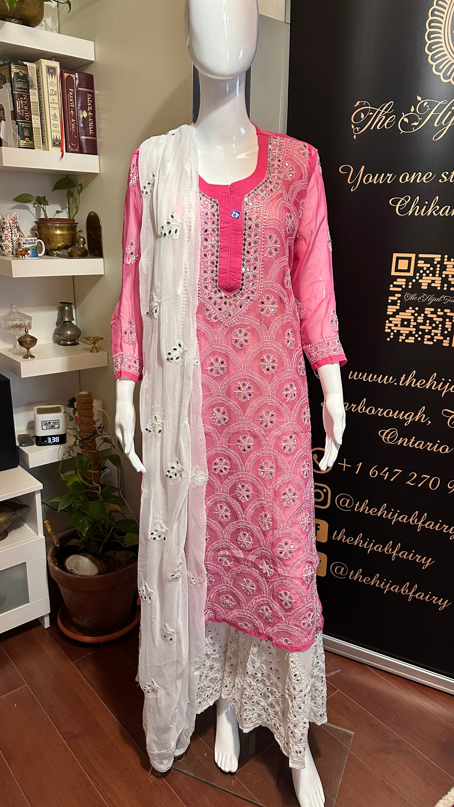 Hot Pink - Georgette Mirror Kurta