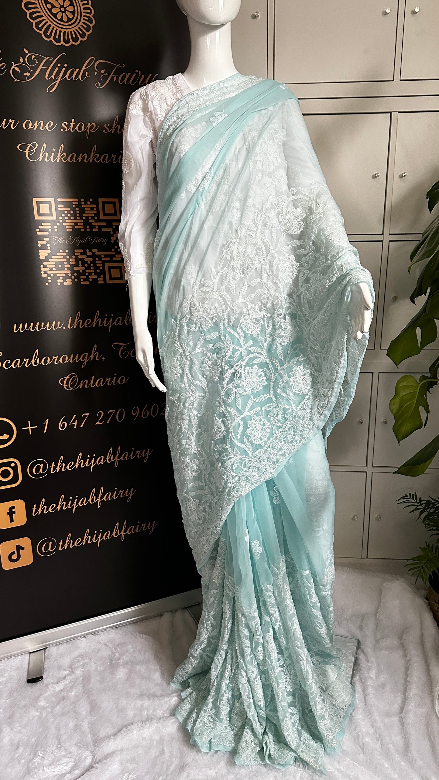 Light Blue - Half Jaal Saree